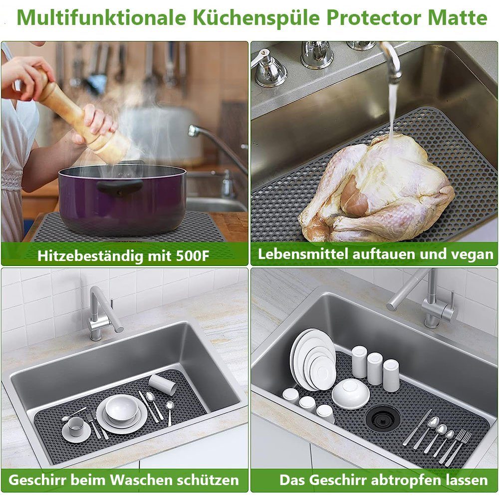 K&B Küchenorganizer-Set Silikon-Spülbeckenmatte – Küchenspülbeckenmatte 26 Zoll x 14