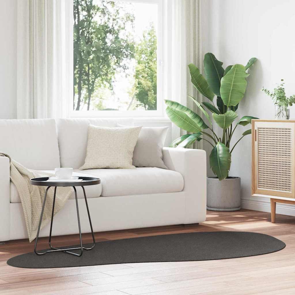 vidaXL Teppich Bereichsteppiche HUARTE Anthrazit 100 x 200 cm Polyester, Asymmetrisch