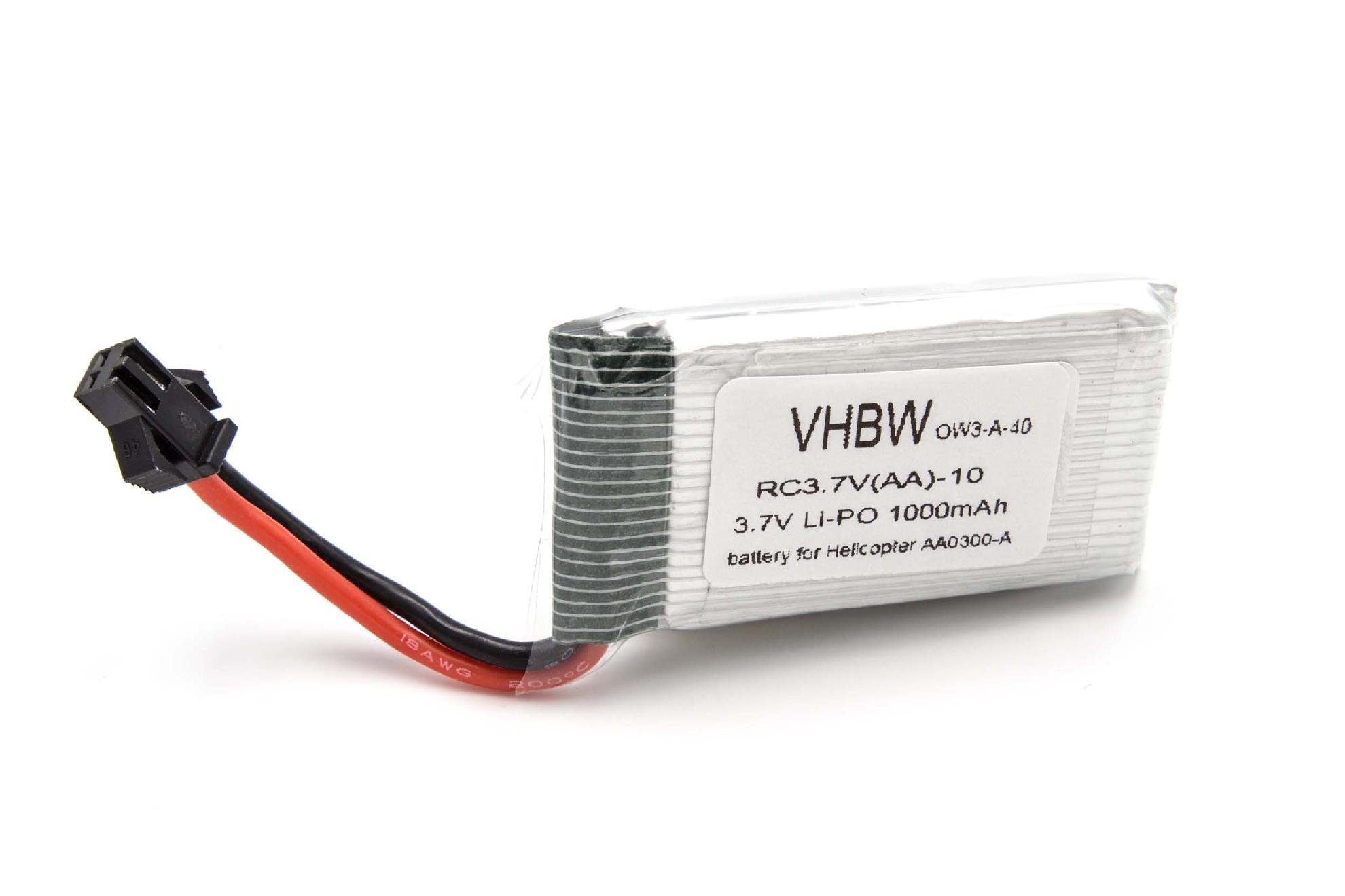 vhbw Akku passend für 1000 300 Modellbau (1000mAh, Helicopter AA0300, Li-Ion) AA0302 300, 3,7V, Zoopa AA0300-A, mAh Movie