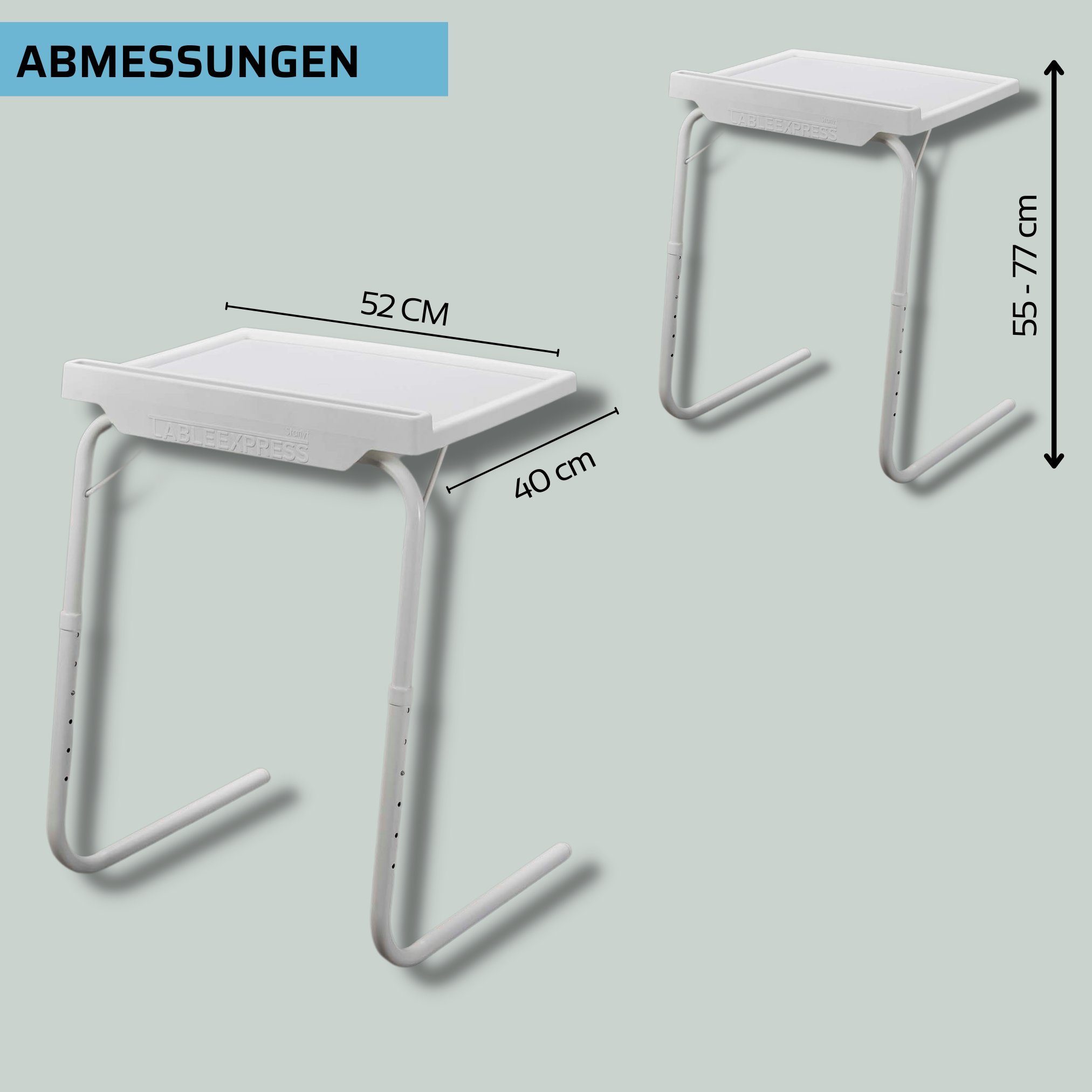 Express Doppel-L-Design, zusammenklappbar Positionen, Weiß (1 mögliche Table Starlyf Beistelltisch Tisch), 18