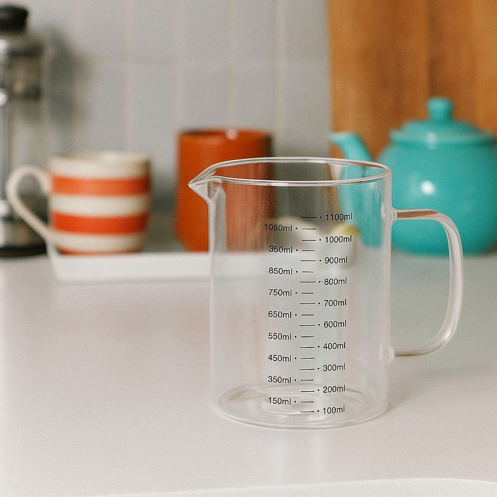 Excellent Houseware Vorratsglas Messkanne aus Glas ZOPA, 1 l, Glas, (einzeln, einzeln)