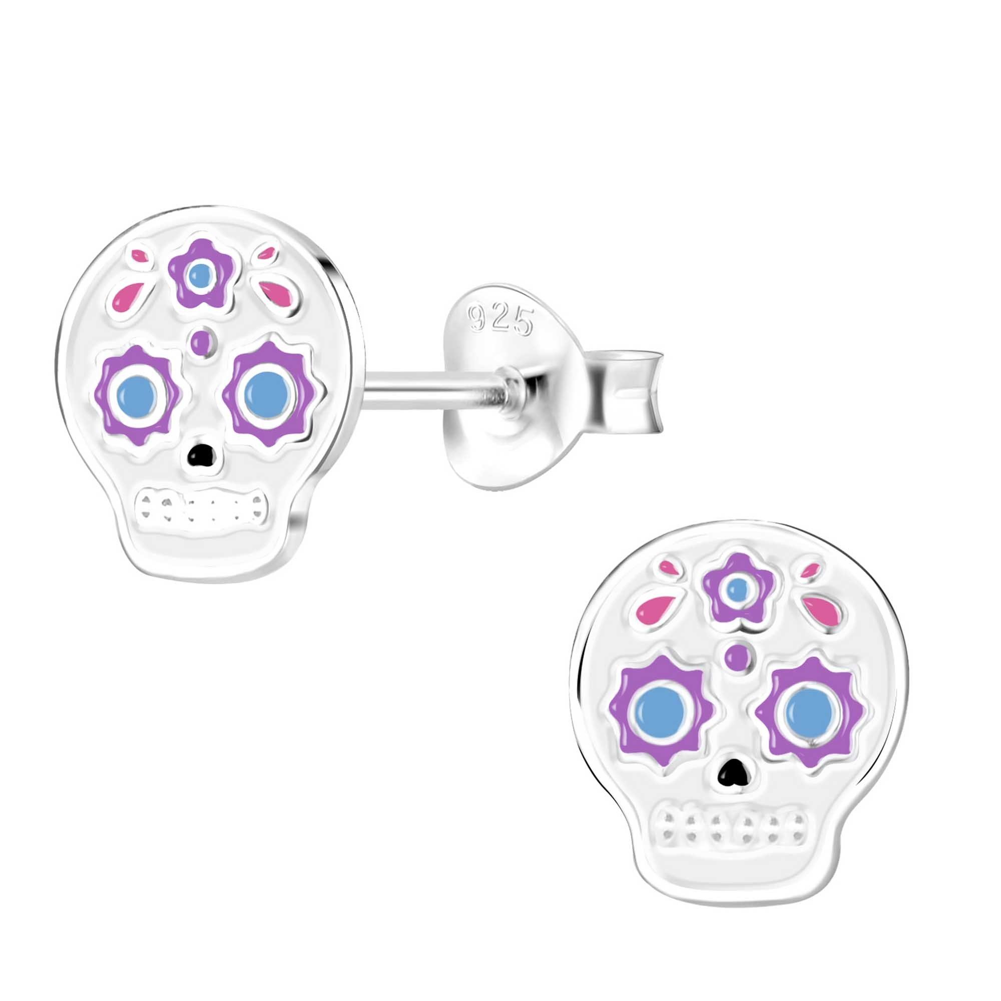 Paar Ohrstecker Kinder Ohrringe Totenkopf 925 Silber