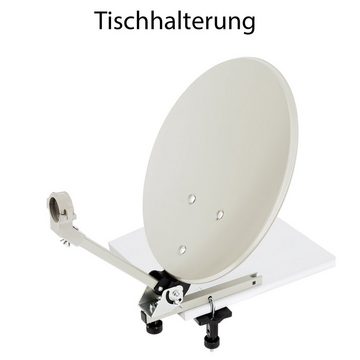 PremiumX Camping Satelliten Anlage SAT Tischhalter Masthalter Saugfuß Koffer SAT-Antenne