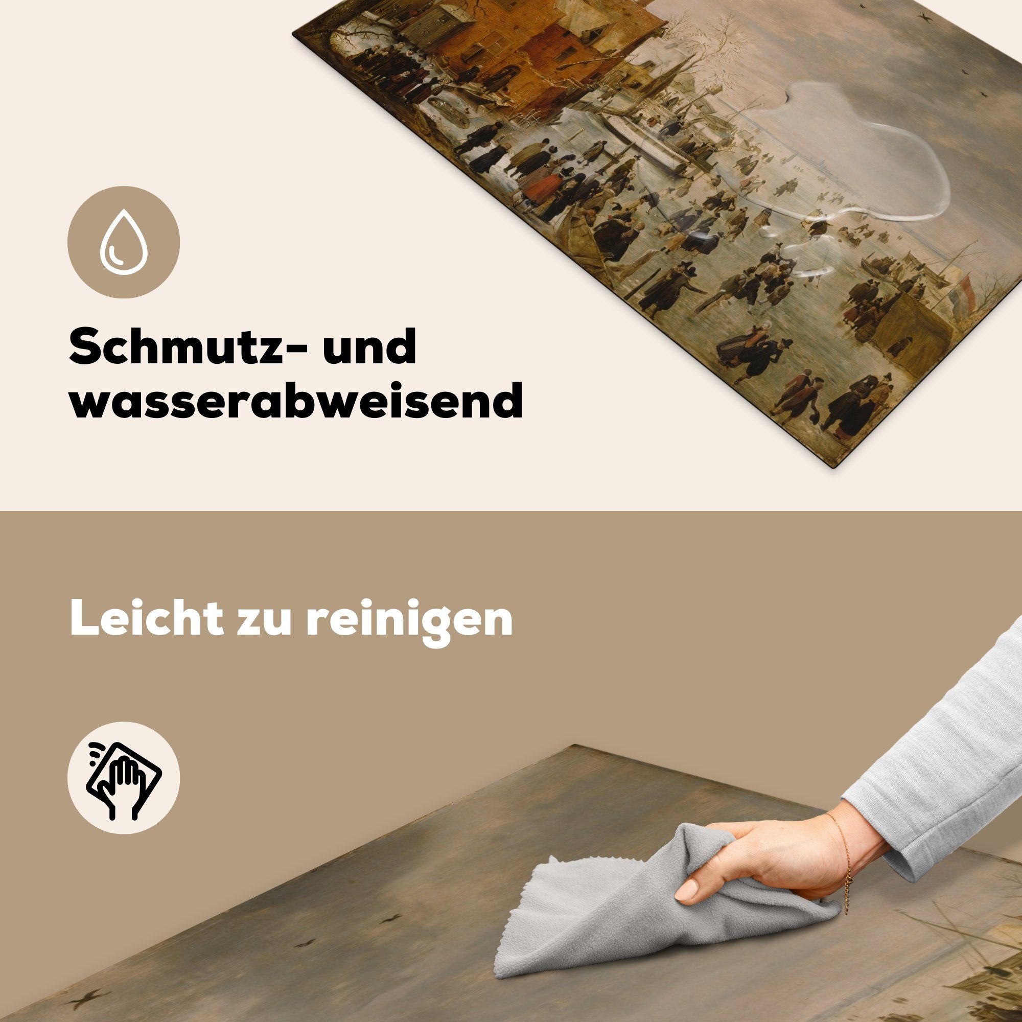 MuchoWow Herdblende-/Abdeckplatte Eislandschaft - 83x51 Avercamp, Arbeitsplatte Vinyl, (1 Gemälde cm, Ceranfeldabdeckung, küche tlg), für Hendrick von