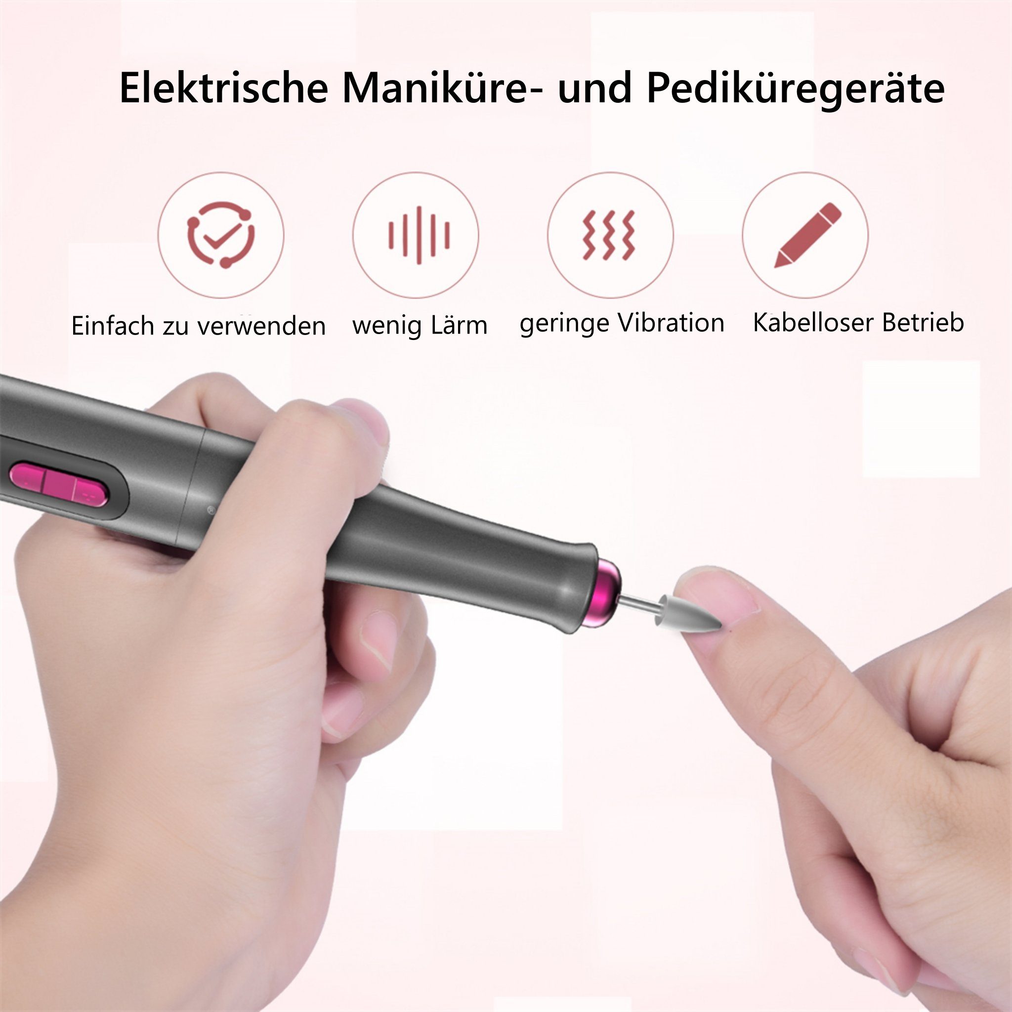 CkeyiN Maniküre-Pediküre-Set 12 In 1 Professionell Elektrische Nagelfräser, 20.000 U/min, 8-tlg., 5 Geschwindigkeiten, Digitalanzeige