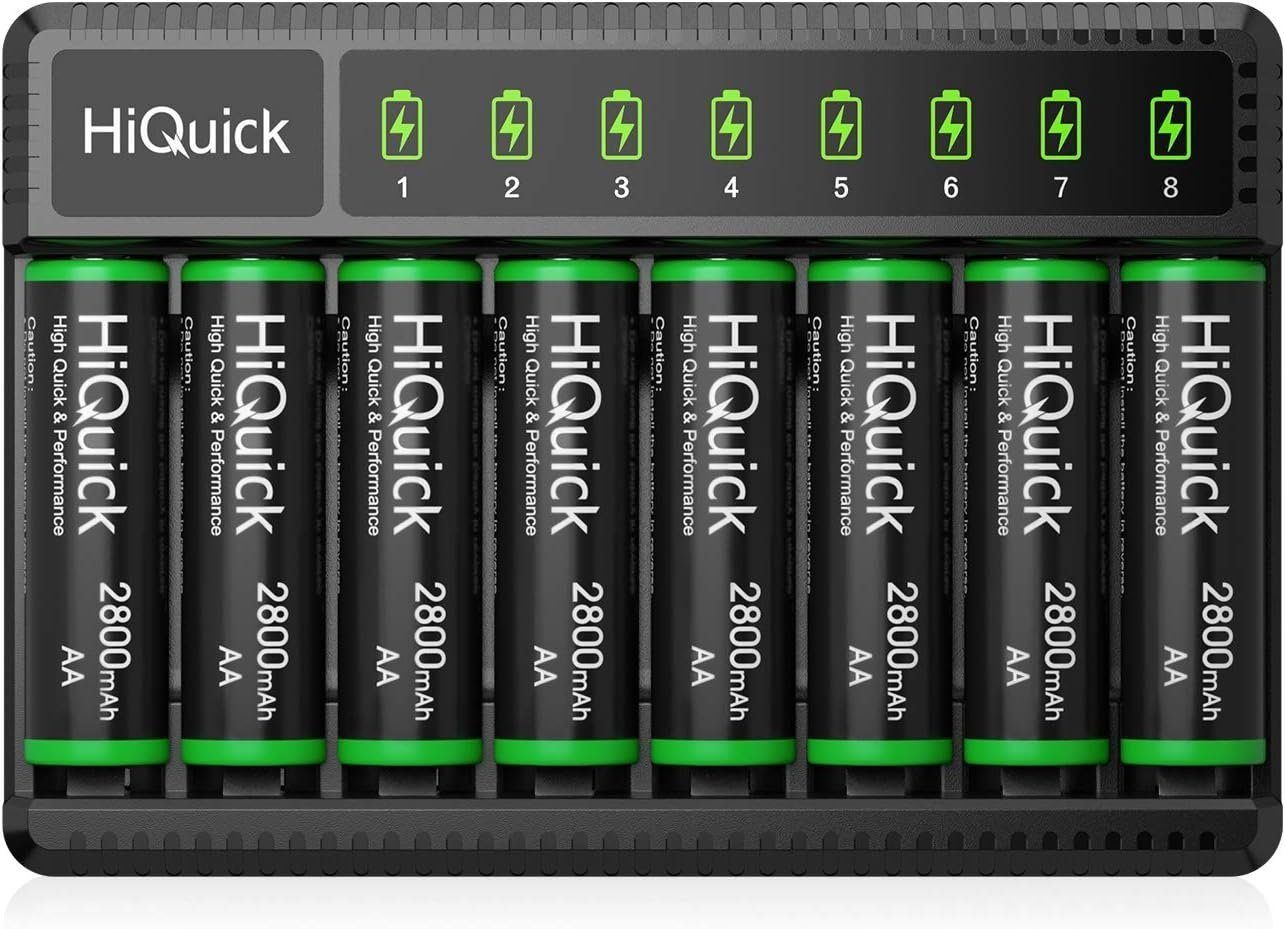 Akku Ladegerät mit 8 AA 2800mAh Akku,für NI-MH NI-CD AA/AAA Akku Batterie-Ladegerät