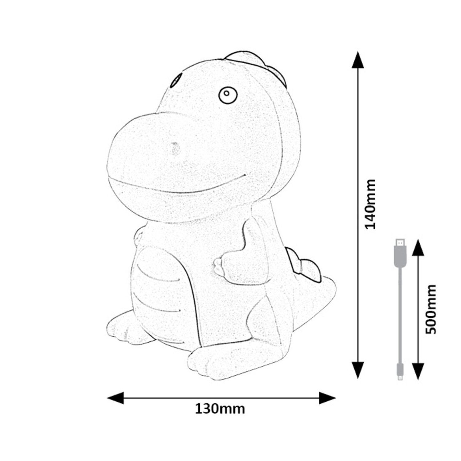 Rabalux Nachttischlampe, warmweiß, RGB LED Dinosaurier-Nachtlicht für Kinder Dinoo