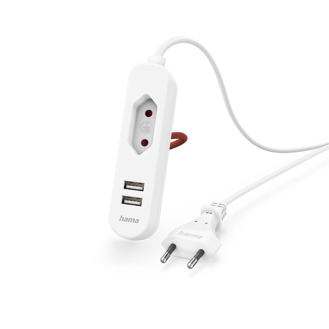 USB-Netzteil mit 1,9 m langem Kabel und Eurobuchse, 2x USB-A, Weiß Netzteil
