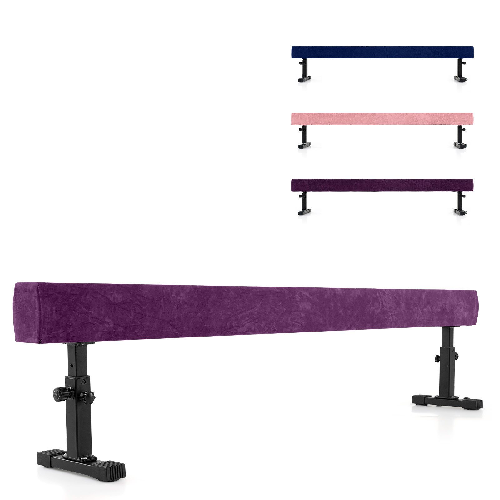 COSTWAY Balancetrainer, verstellbarer Schwebebalken 226cm, mit 3 Höhen