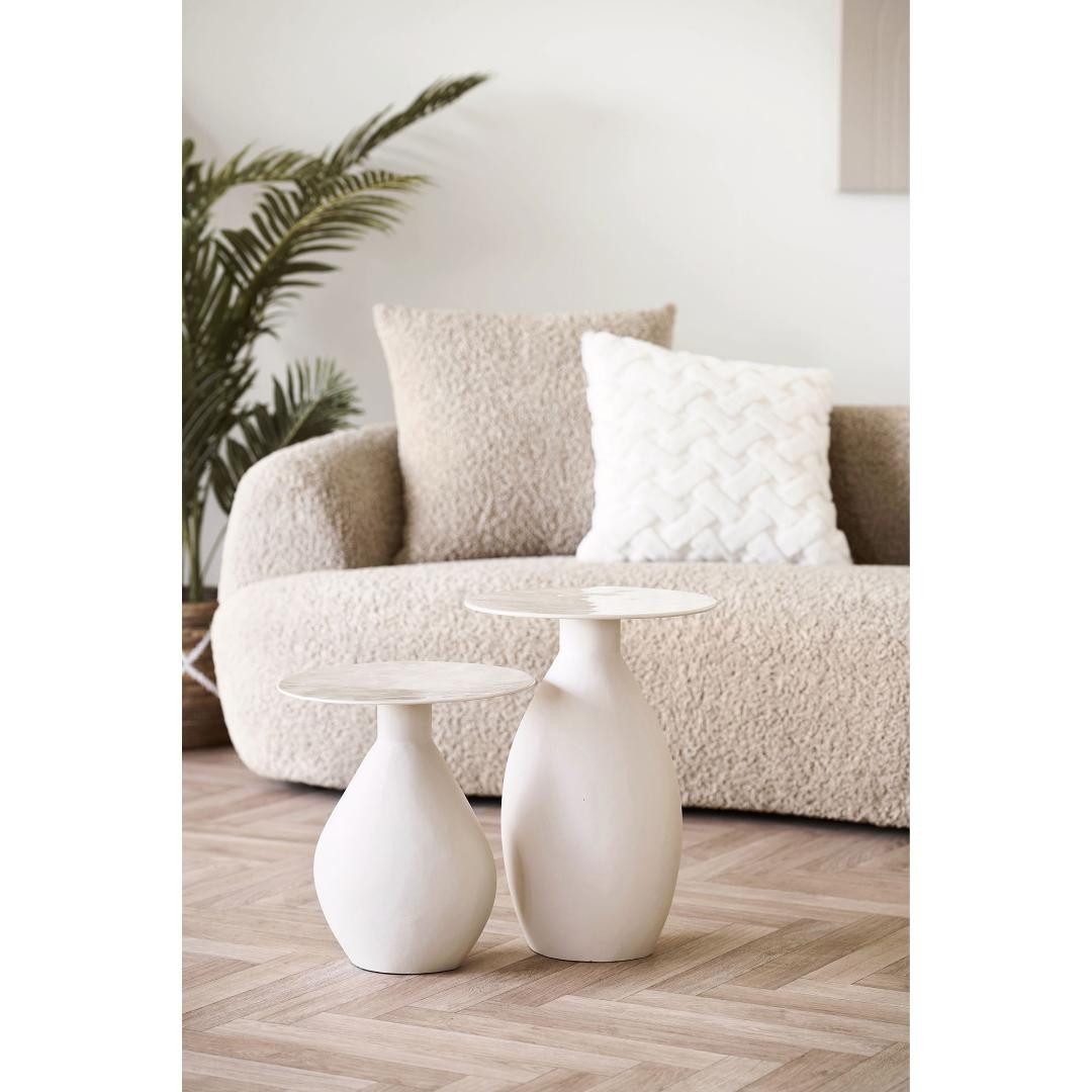 House Nordic Couchtisch Malin Eckbord Ø36cm Off-White. (1-St)