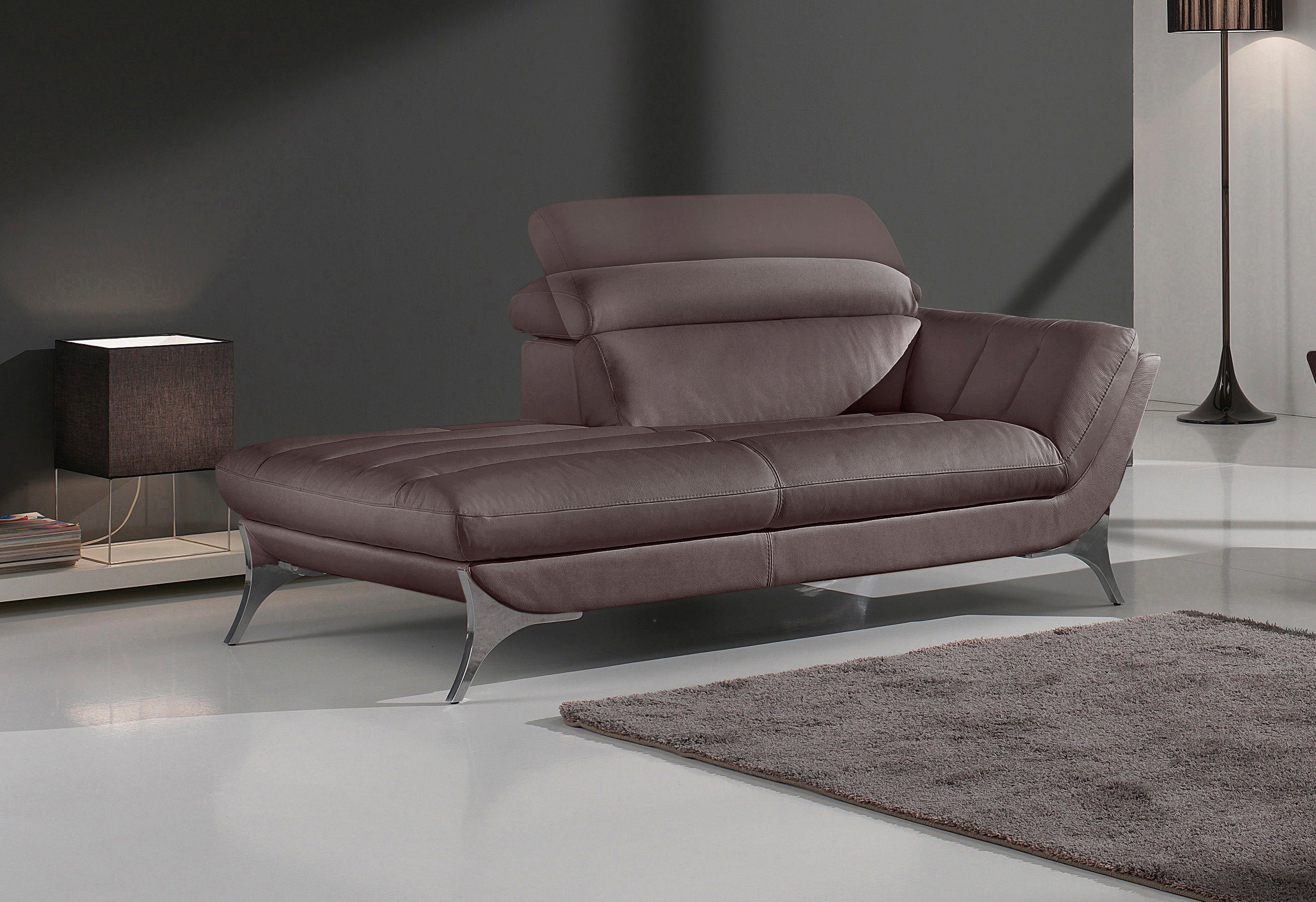 Egoitaliano Recamiere Sueli, extravagantes Design und erstklassiger Sitzkomfort, Solitärmöbel, hochwertiger Lederbezug, inklusive Kopfteilverstellung