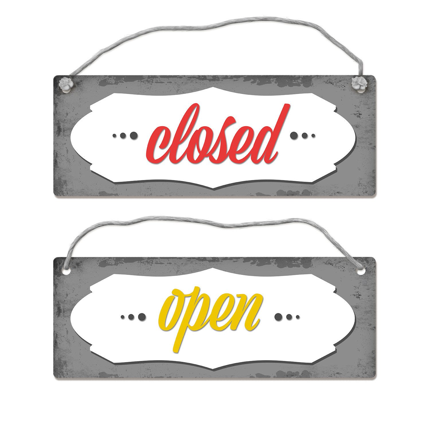 Metallschild open oder closed Wendeschild mit Kordel Schild Türschild Türhänger