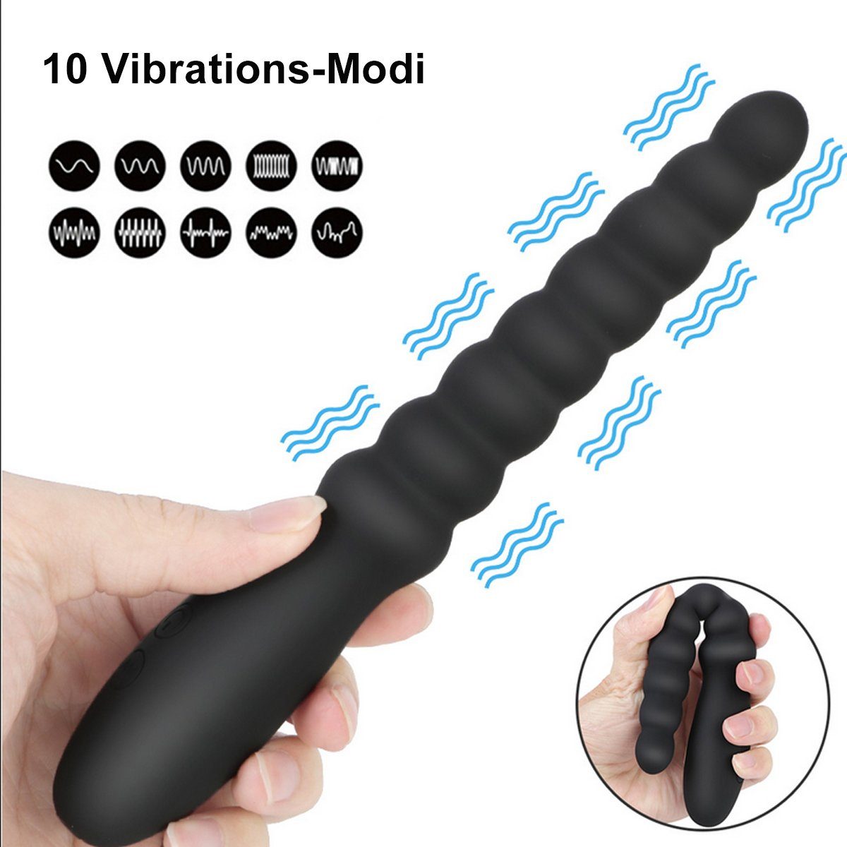 verschiedene Prostata und 20cm TPFSecret Länge Anal Männer USB für Anal-Stimulator Vibrator Vibrationsmodi, ergonomischer Frauen, 10 - Analvibrator Massagegerät über wiederaufladbar,