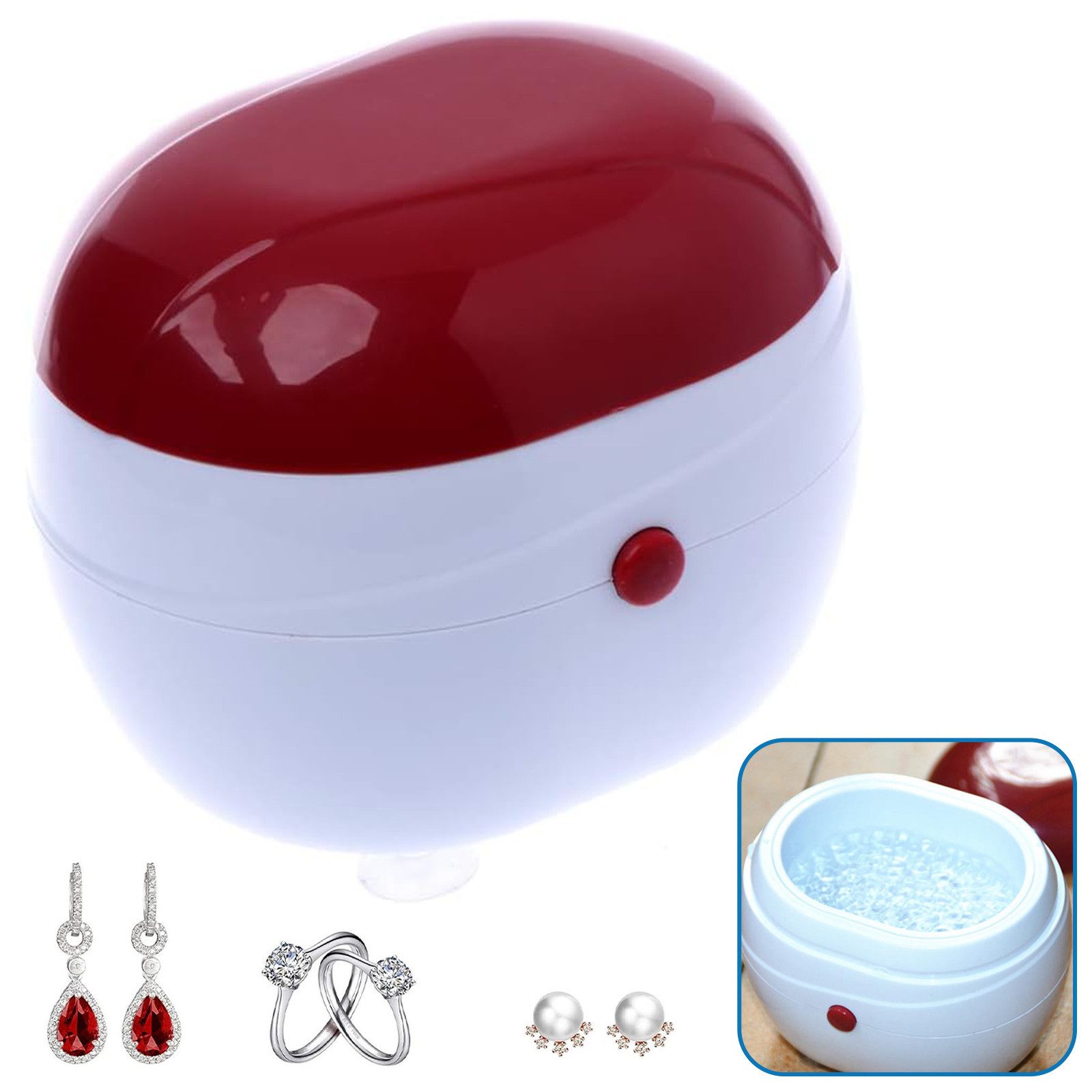 MOPUEA Ultraschallreiniger Schall-Zahnreinigungsgerät für Zahnprothesen, Schmuckreiniger