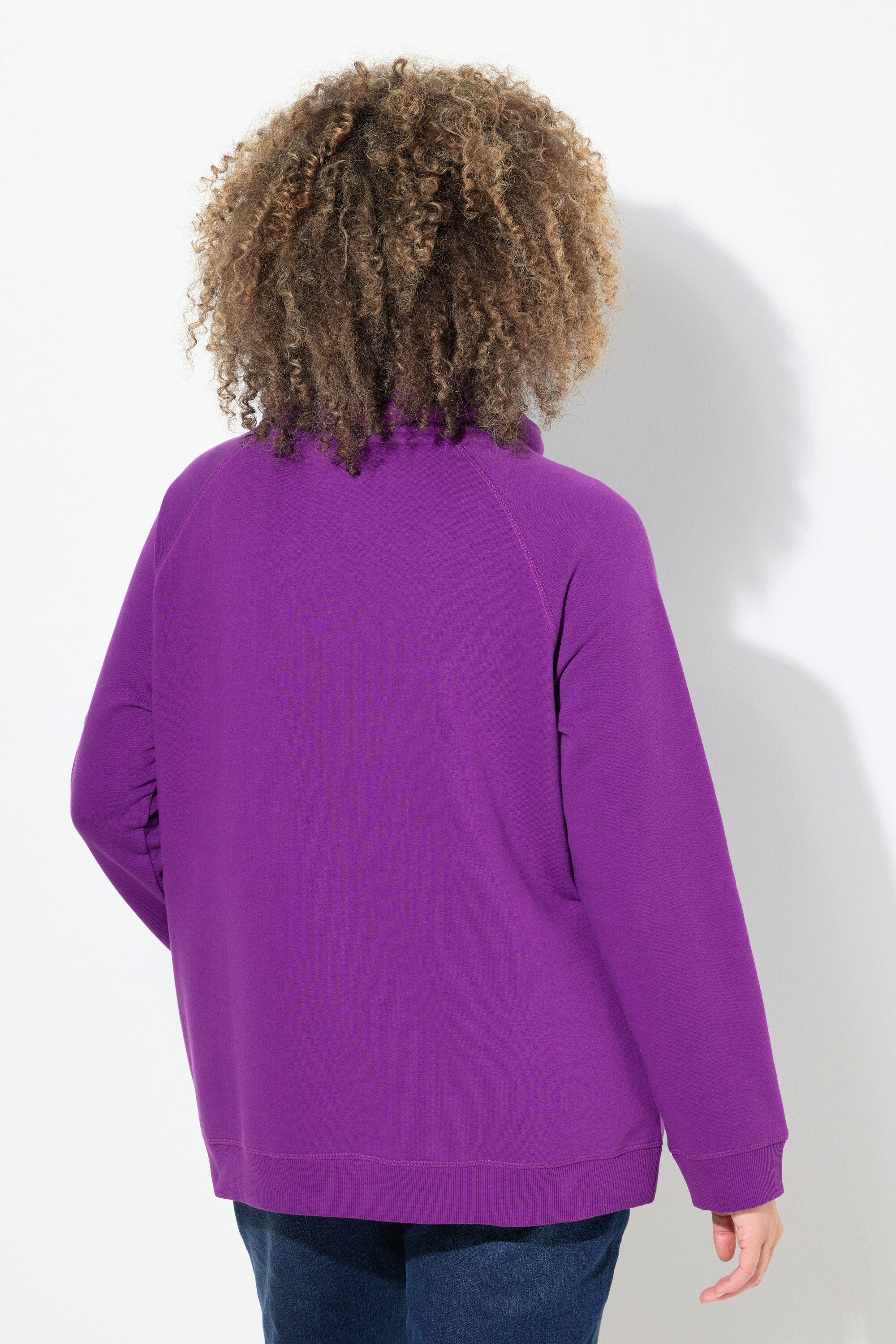 Ulla Popken Sweatshirt Sweatshirt Eisstern Stehkragen Taschen Langarm