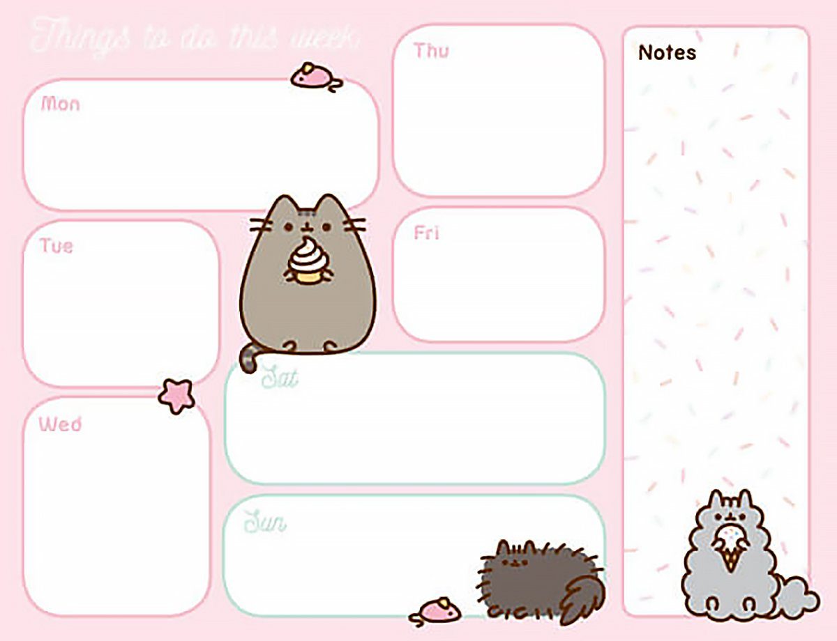 Danilo Wandkalender Pusheen Wochenplaner Schreibtisch Notizblock Mo-Fr