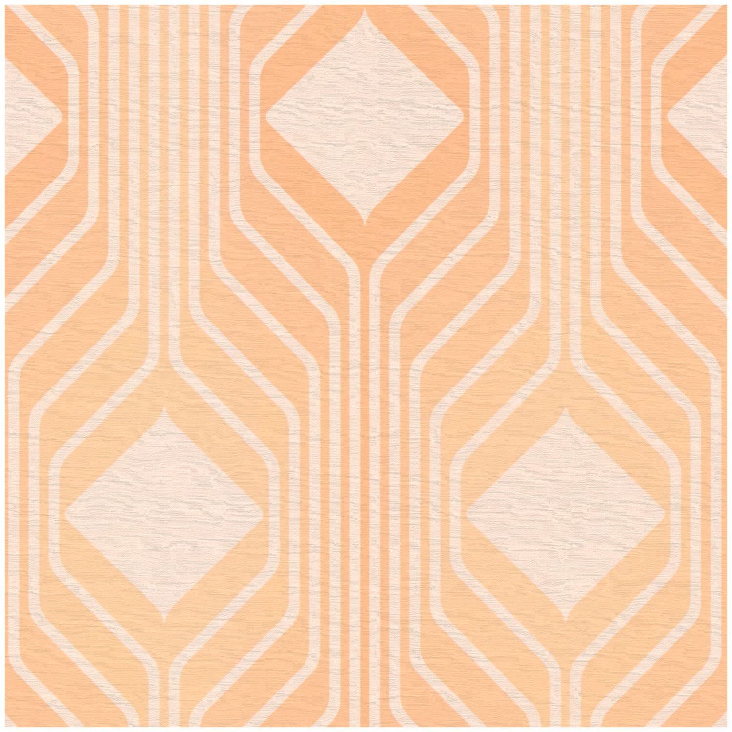 Profhome Vliestapete 395323-GU Retro Tapete geometrisch matt orange pastell-orange, geprägt, (1 Rolle, 4,51 qm), heißgeprägte Vliestapete, orange