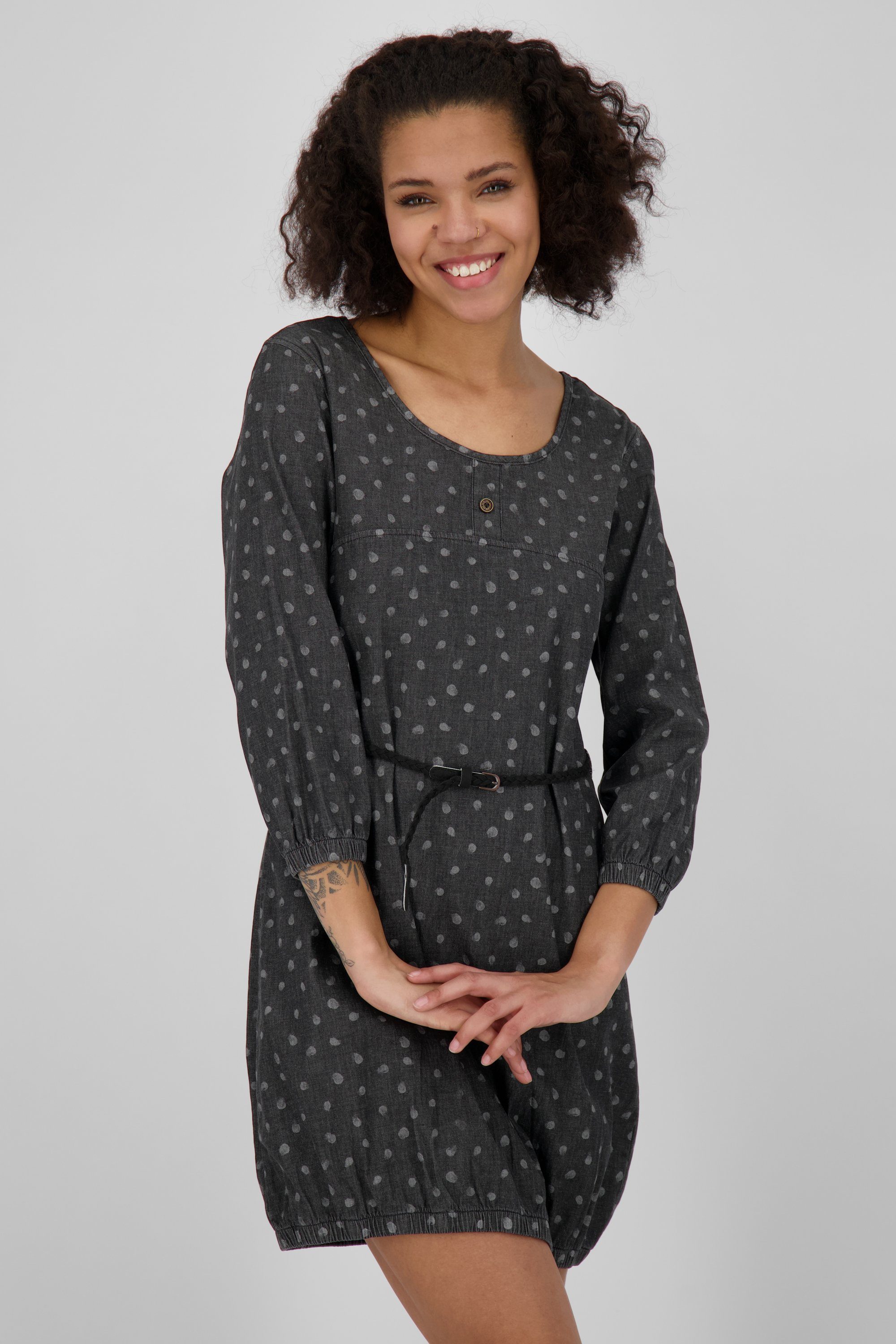 B Kickin Alife Kleid DNM black DoroAK Dress & Damen Sommerkleid, Longsleeve Sommerkleid denim