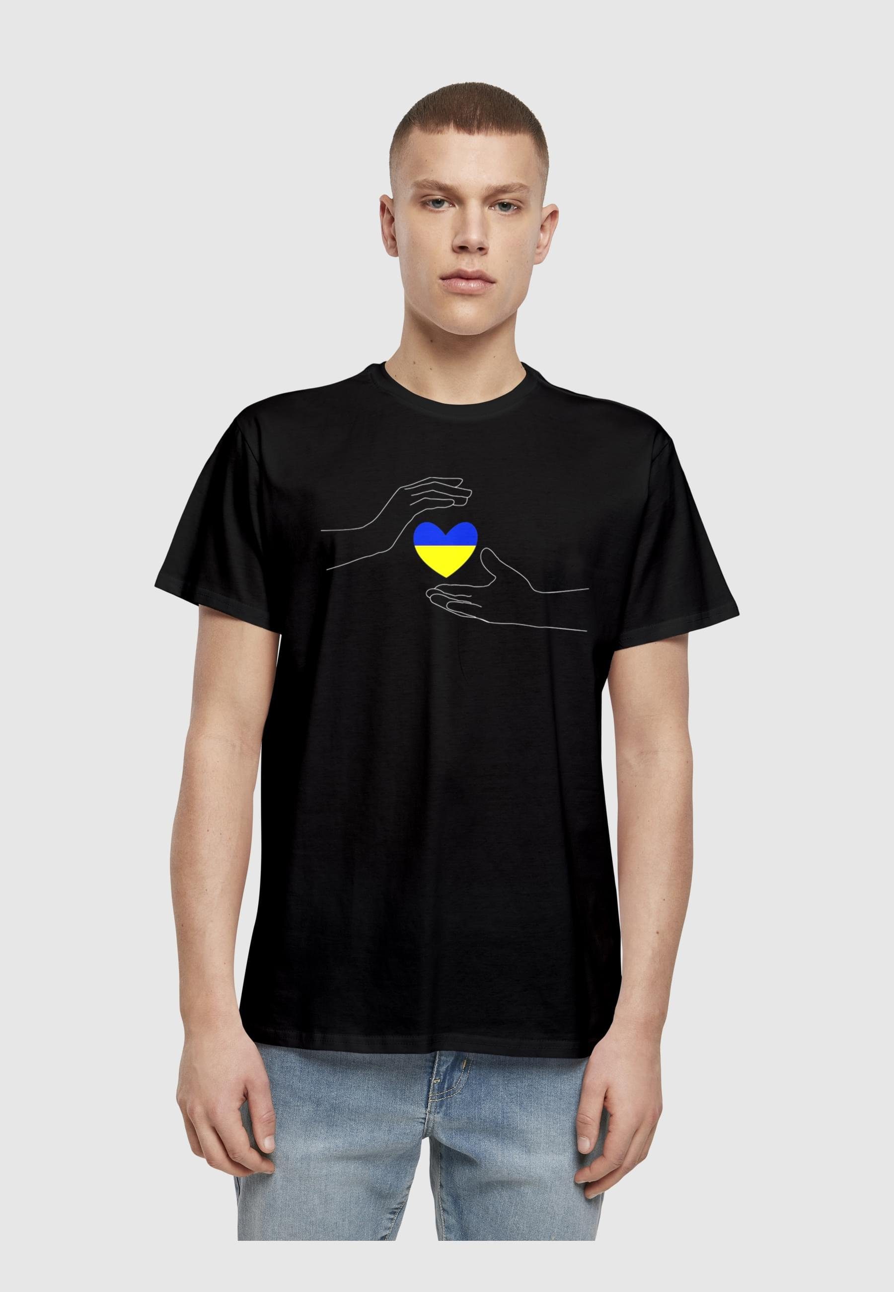 Merchcode Herren Peace T-Shirt (1-tlg) - 2 Heart T-Shirt Black Basic Hand