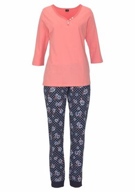 H.I.S Pyjama (2 tlg) mit 3/4-Arm und Knopfleiste