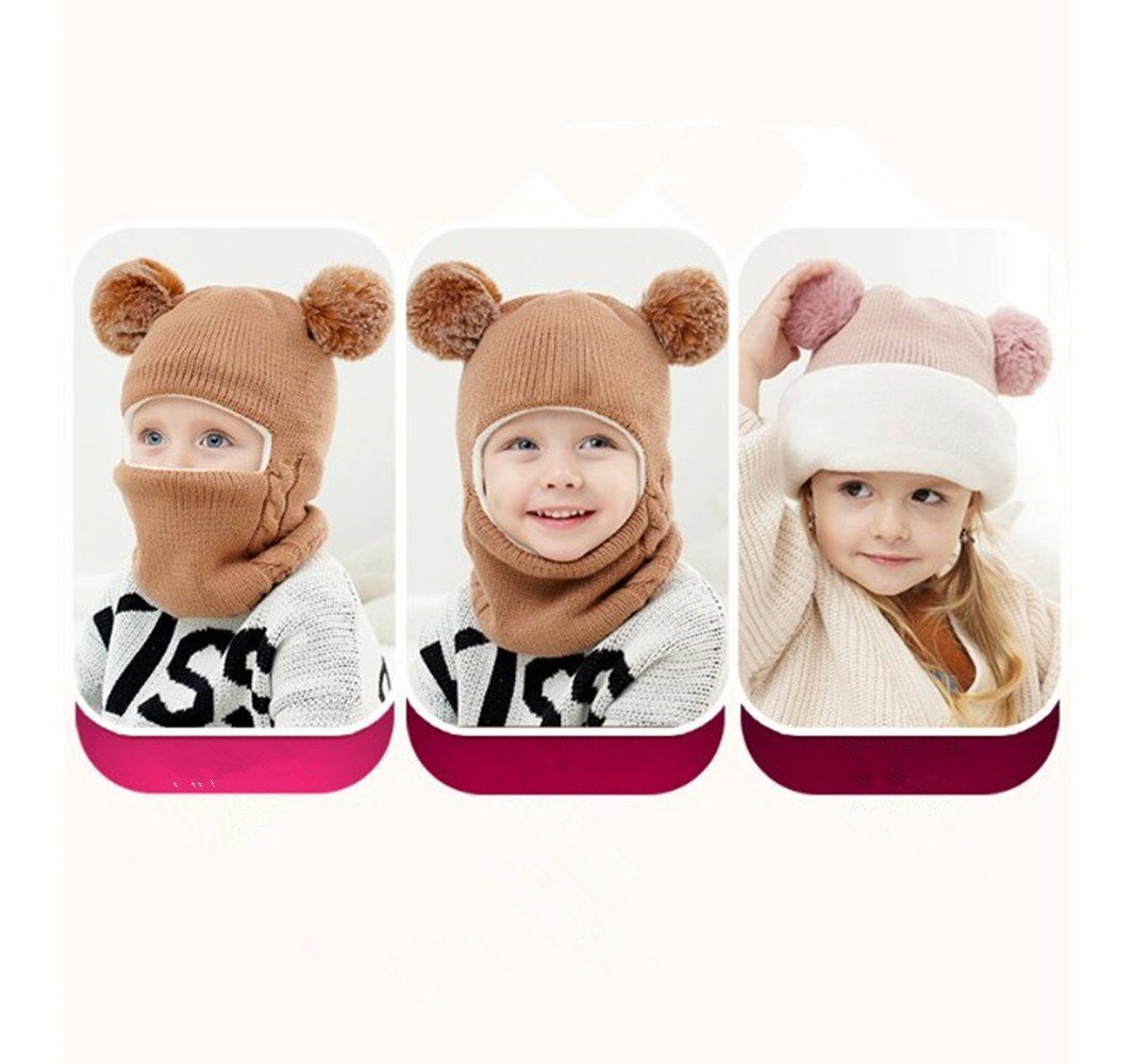 baby Strickmütze Kinder Mütze,Schlupfmütze Baby Strickmütze, Wintermütze Strickmütze pink Warm Warme Mädchen XDeer Jungen