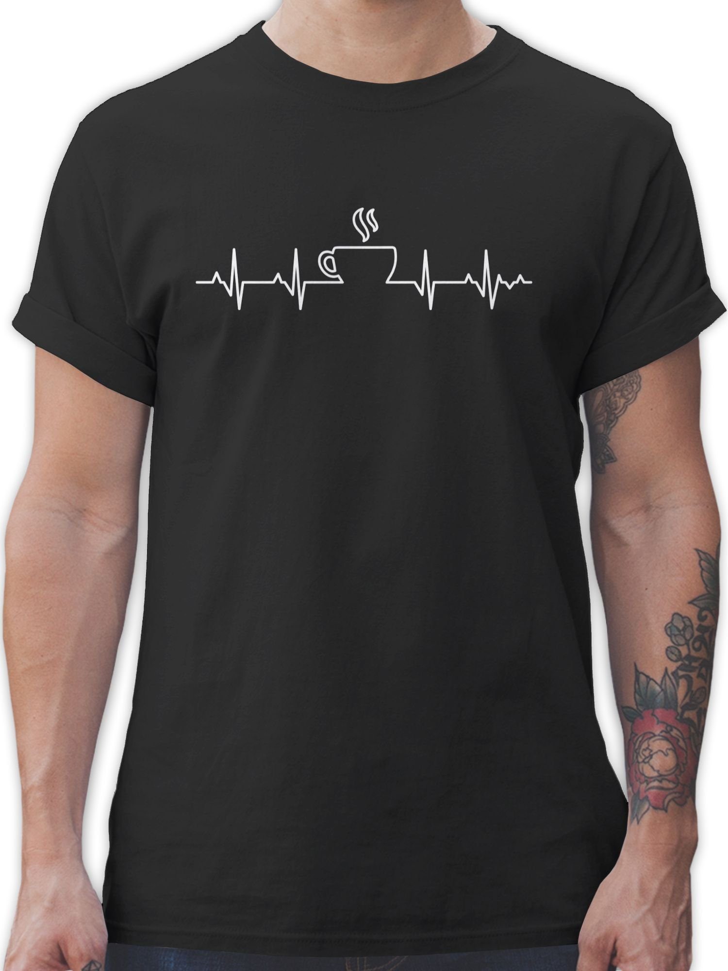 Shirtracer T-Shirt Herzschlag Kaffee Küche 1 Schwarz