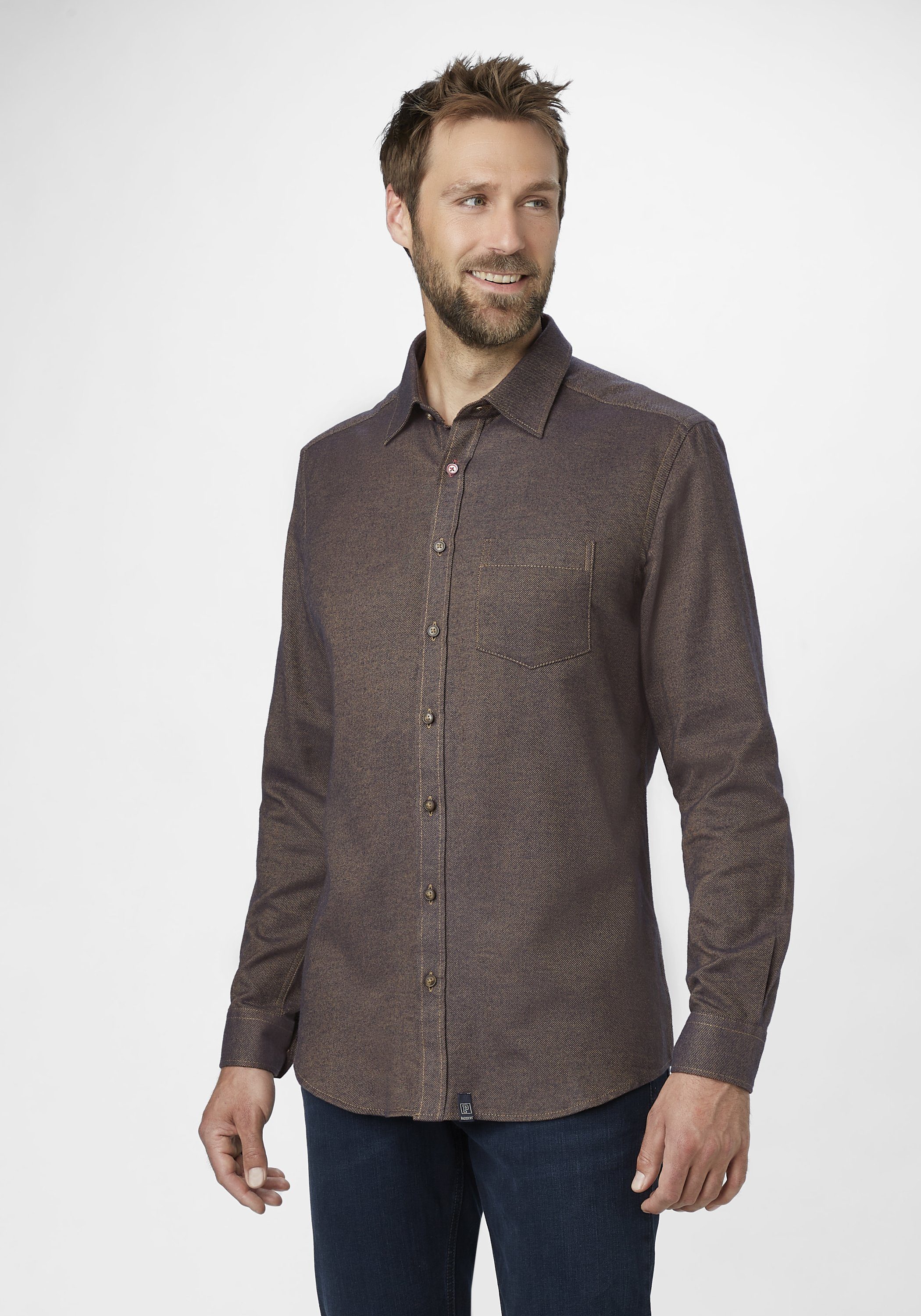 Paddock's Langarmhemd Long sleeve Langarmhemd aus reiner Baumwolle
