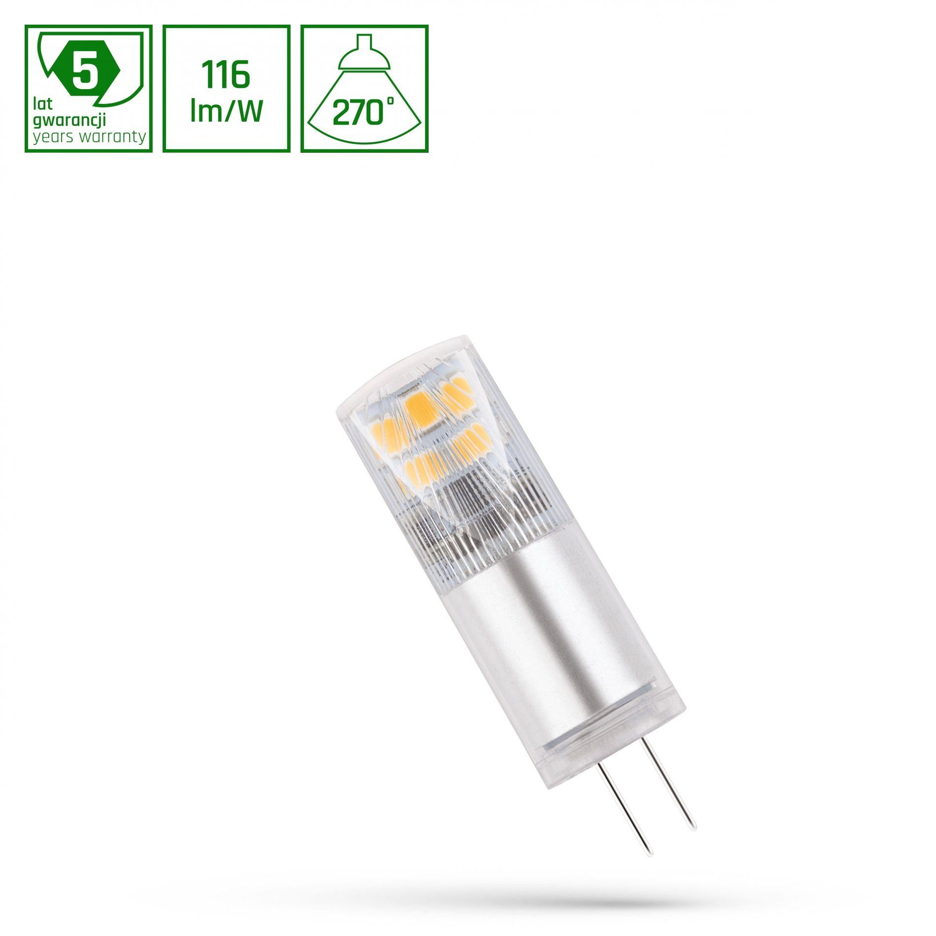 SpectrumLED LED-Leuchtmittel LED G4 2,5W = 27W klar 290lm 12V Premium 270° Kaltweiß 6000K, G4, Kaltweiß