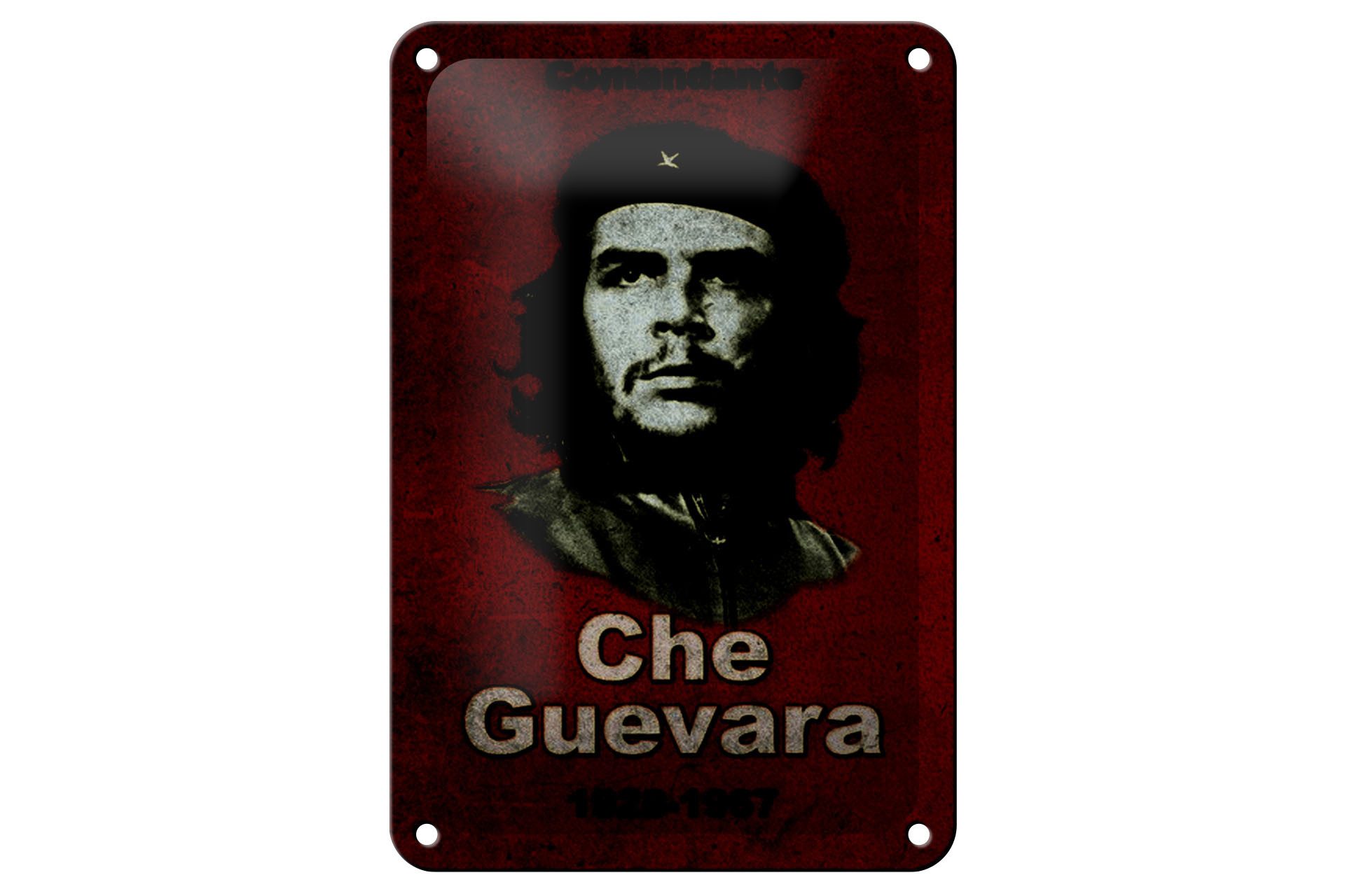 Femer GmbH Metallschild Retro 12x18cm Comandante Che Guevara 1928-1967, (1 St), gewölbte Oberfläche, abgerundete Ecken, umgeschlagene Kanten