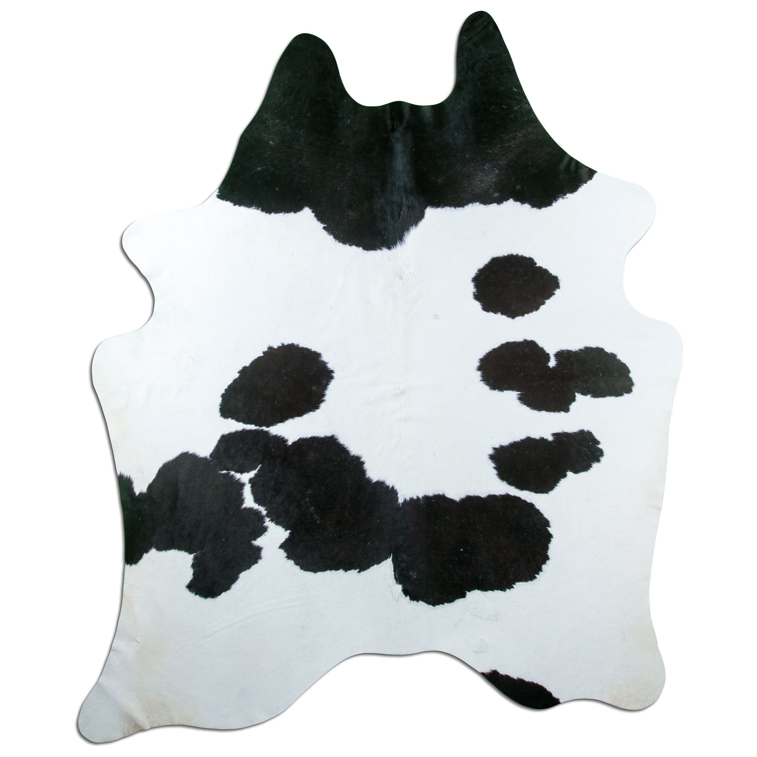 Livorio Fellteppich L228 x B177 cm - schwarz weiß, Kuhfell, Premium Kuhfell Teppich, Rinderfell, Echtfell, black and white