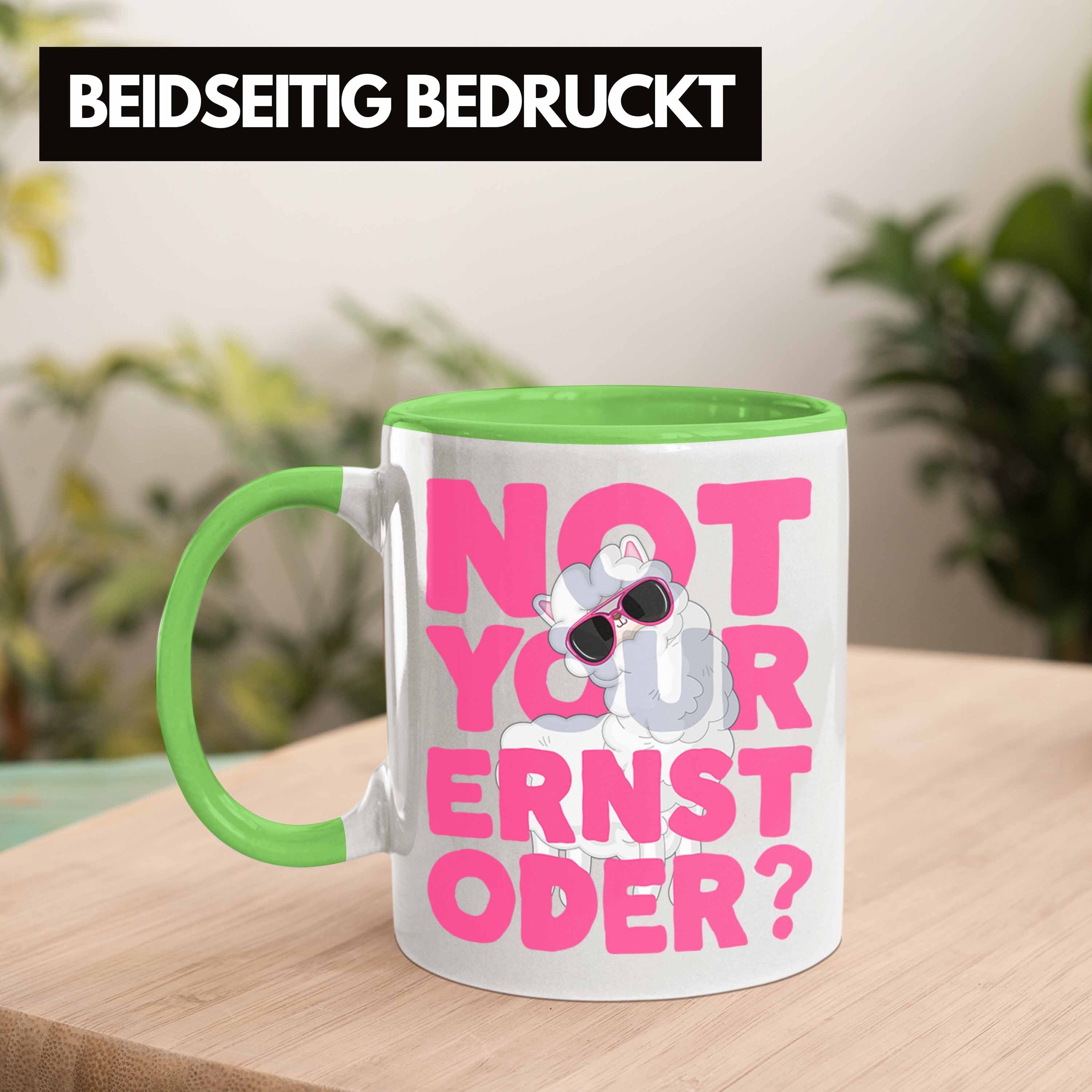 Trendation Tasse für Tasse Kaffeetasse Pink mit Ernst Oder Grün Spruch Your Not Llama Frauen