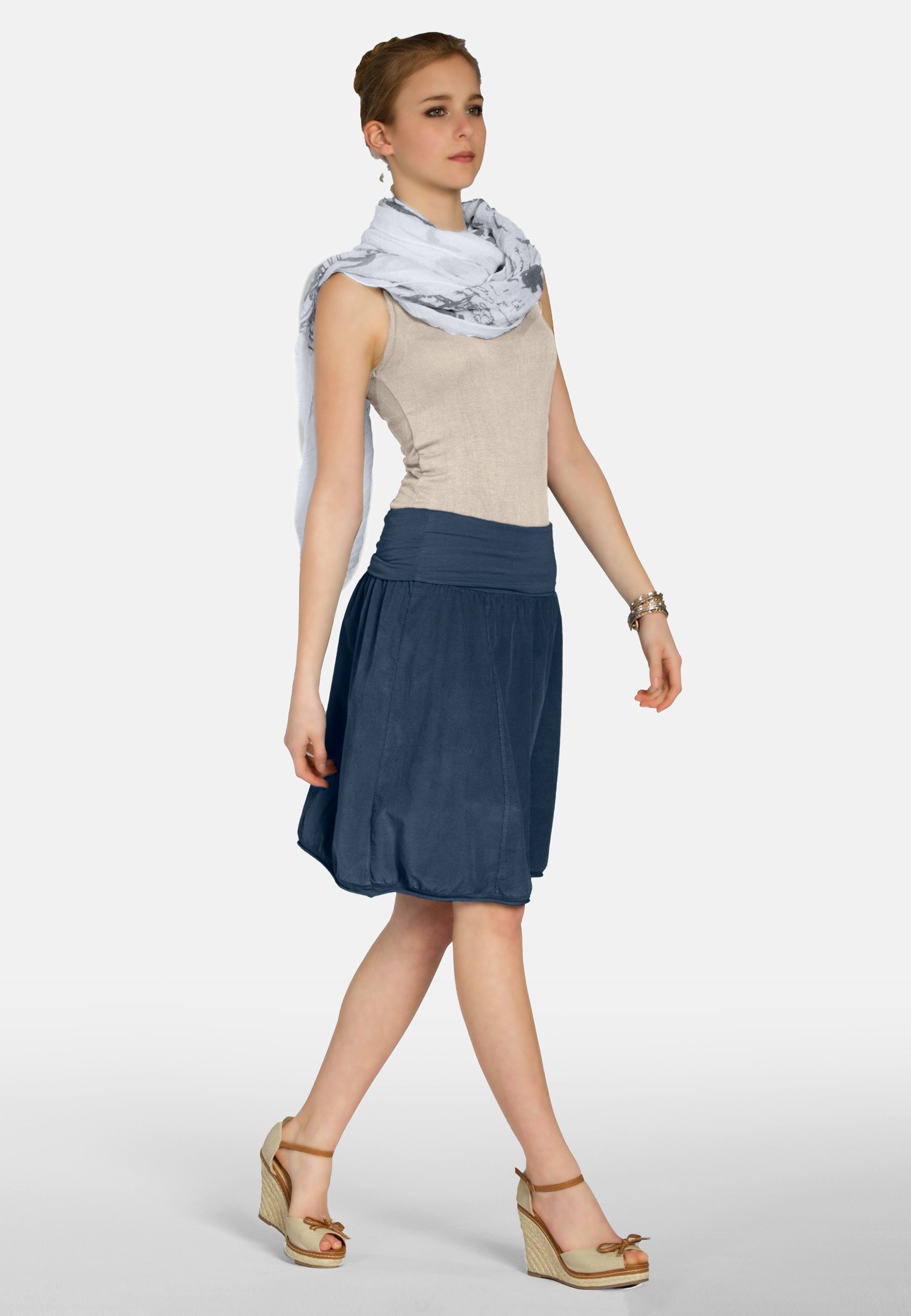 Caspar Faltenrock RO004 Damen Cord Rock knielang mit hohem elastischem Bund günstig online kaufen