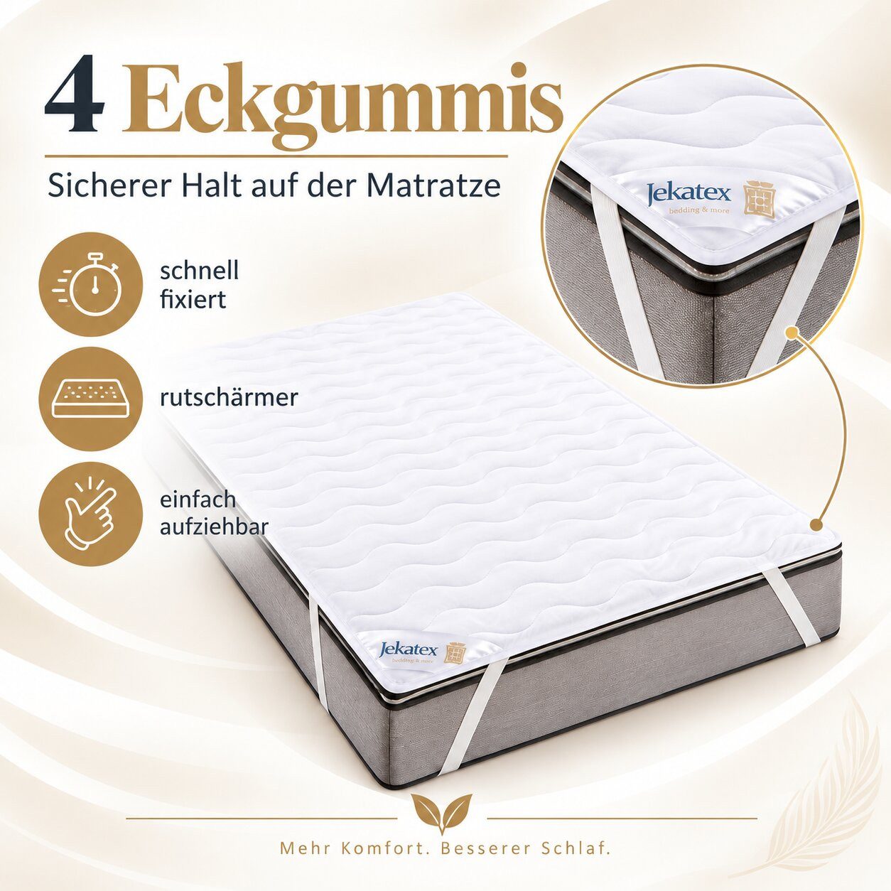 Matratzenauflage Denver, Matratzenauflage – supersoft, hygienisch bis 95 °C waschbar Jekatex, In vielen Größen erhältlich von 80 x 200 cm bis 200 x 200 cm – Bild 4 von 5