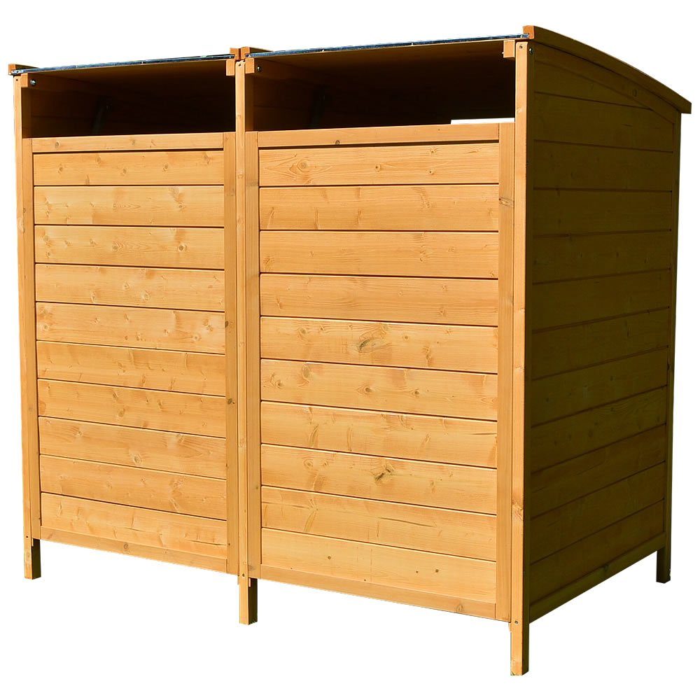 Feel2Home Mülltonnenbox Mülltonnenverkleidung braun/weiß Doppelbox 2x 120L u. 240L Gartenbox (Stück), witterungsbeständig