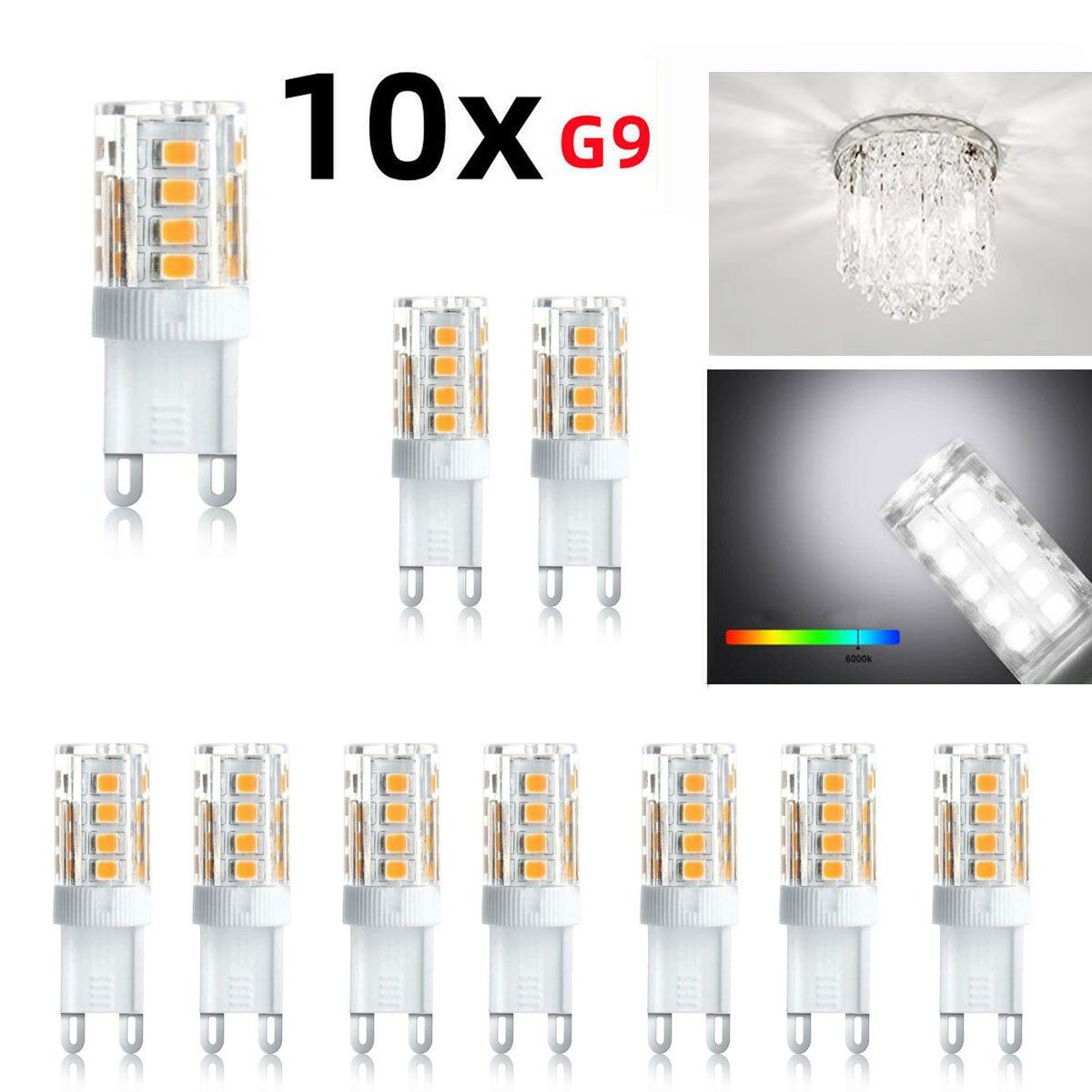 oyajia Flutlichtstrahler 10 x G9 LED Birne, 5W Leuchtmittel führte Energiesparlampen, LED wechselbar, Ersatz Halogenlampe, Nicht Dimmbar AC 230V 10er Pack G9 LED Kaltweiß