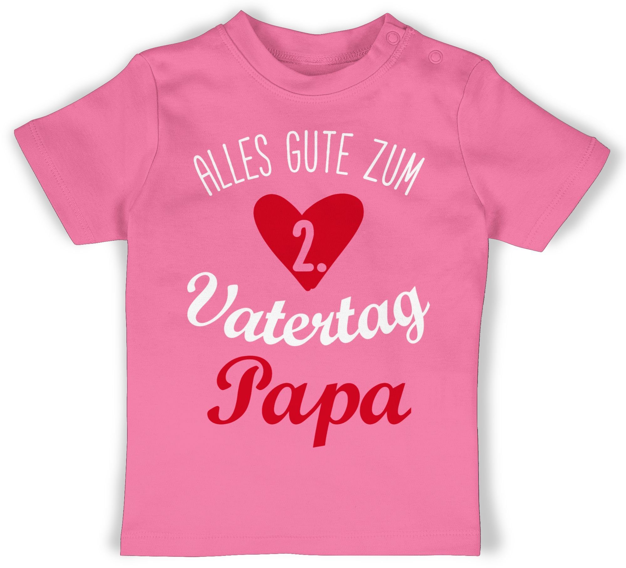 Shirtracer T-Shirt Alles gute zum zweiten Vatertag - weiß/rot Geschenk Vatertag Baby 2 Pink