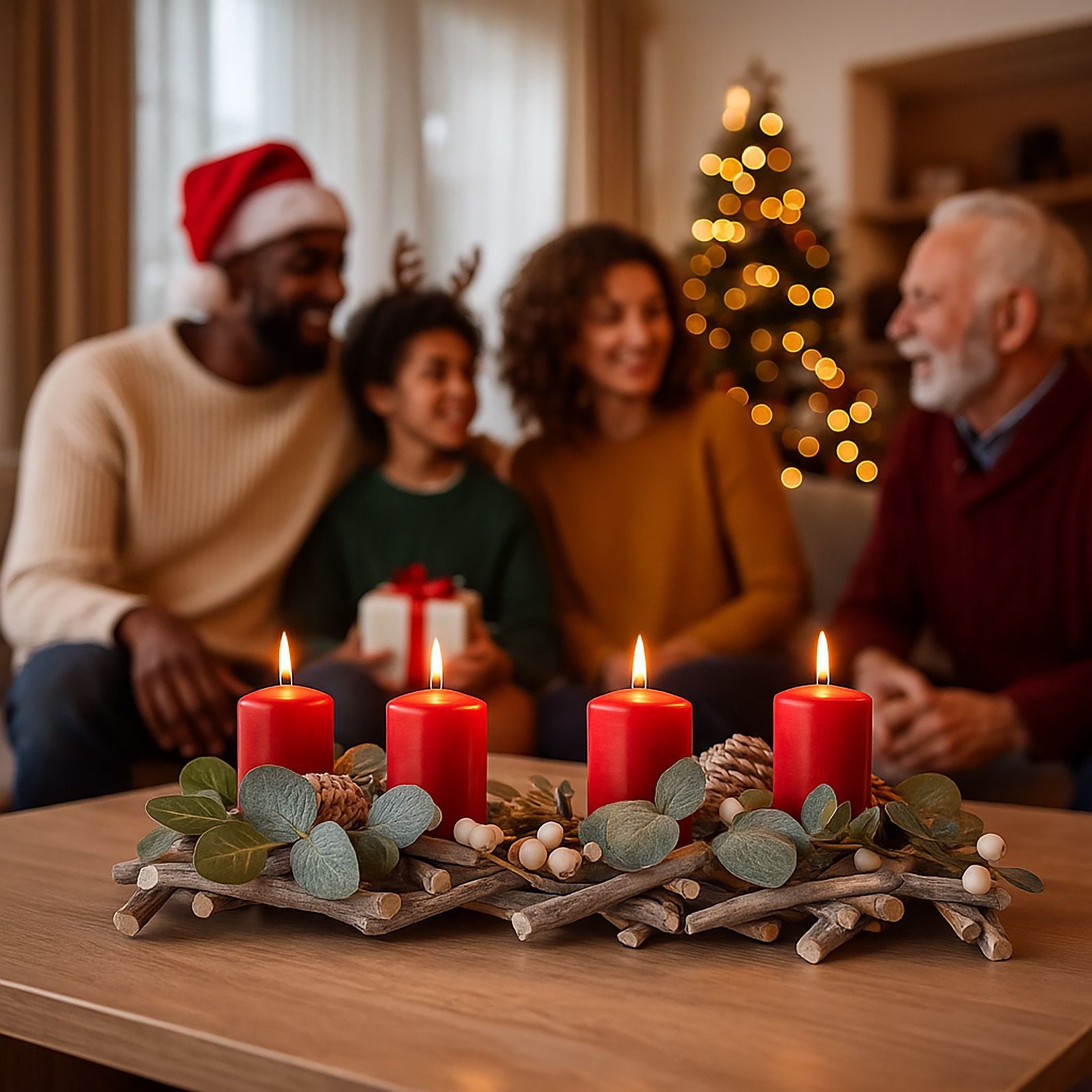 BURI Stumpenkerze Adventskerzen rot 4er Stumpenkerzen Weihnachtskerze Stufe günstig online kaufen