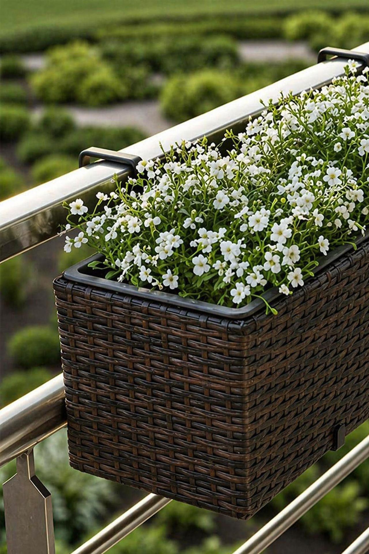 VIVANNO Balkonkasten Polyrattan BALKONI Kasten - Braun Geflochten (1 St), 80x19x20 cm