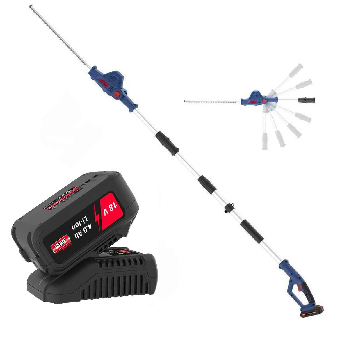 Güde Teleskop-Heckenschere GÜDE Akku Teleskop Heckenschere HST 18 mit Akku 4.0 Ah + Ladegerät 18V