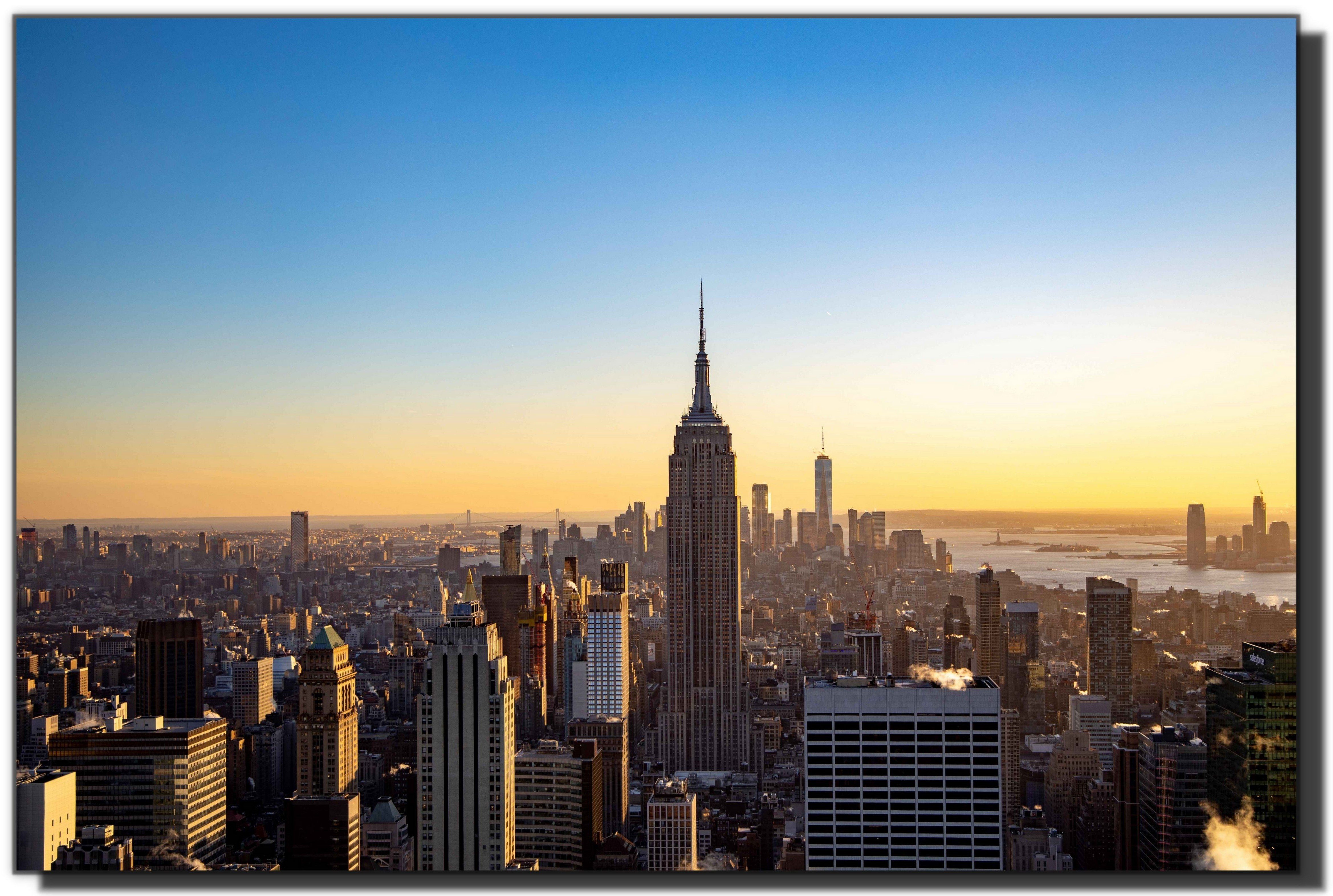 Victor (Zenith) Acrylglasbild Acrylglasbild \"New York Skyline Blue Sky\" - Größe: 30 x 45 cm, Städte, in 30x45cm, Glasbilder New York, Wanddeko