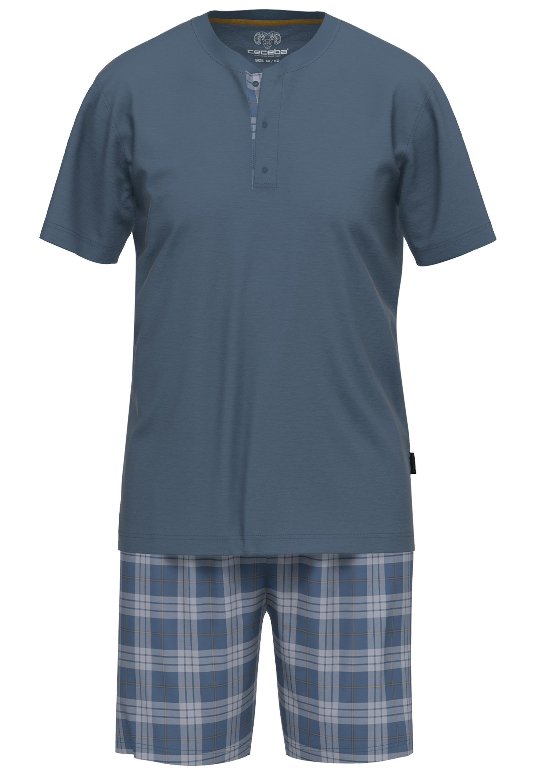 CECEBA Schlafanzug CECEBA Herren Shorty Pyjama 2-teilig ? 100% Baumwolle ? Kurzarmshirt m