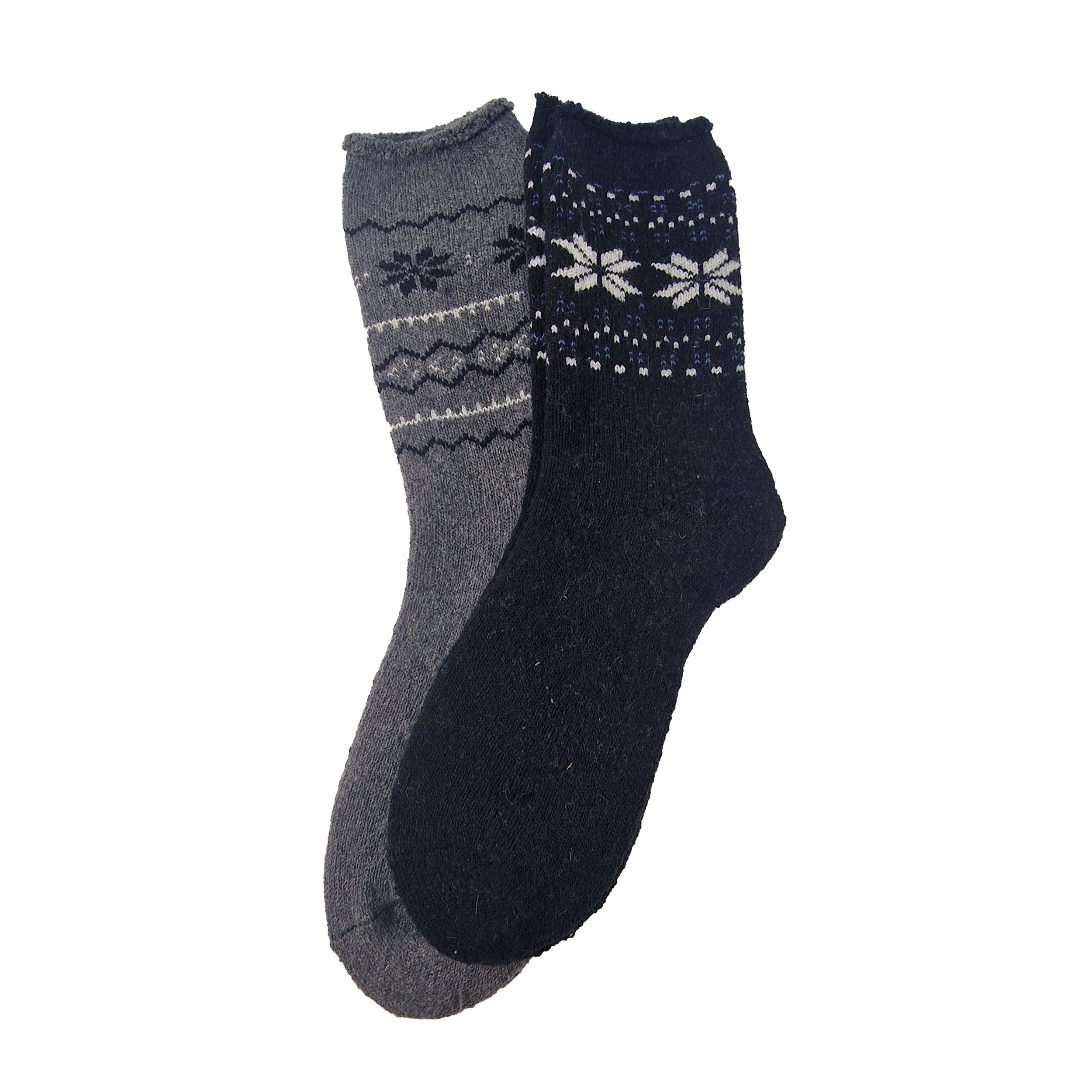 TOPCENT Norwegersocken Norweger-Flauschsocken – 2er Pack 3 Designs Größen 39–42 & 43–46