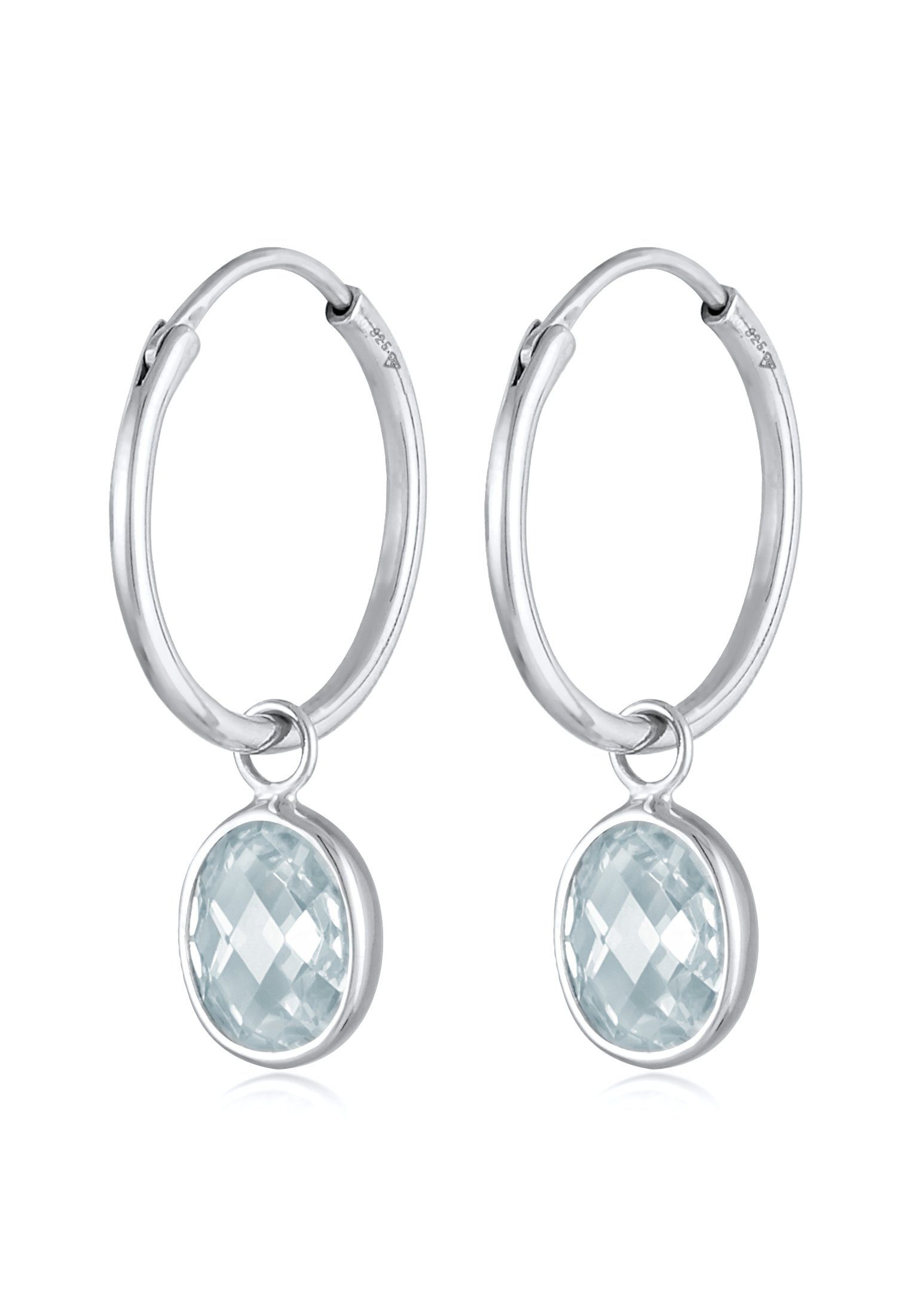 Nenalina Paar Creolen Creolen Zirkonia Anhänger Oval 925 Silber günstig online kaufen