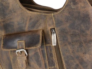 Greenburry Handtasche "Vintage" Leder, used Look, Schultertasche 31x27cm, Handtasche, antikbraun
