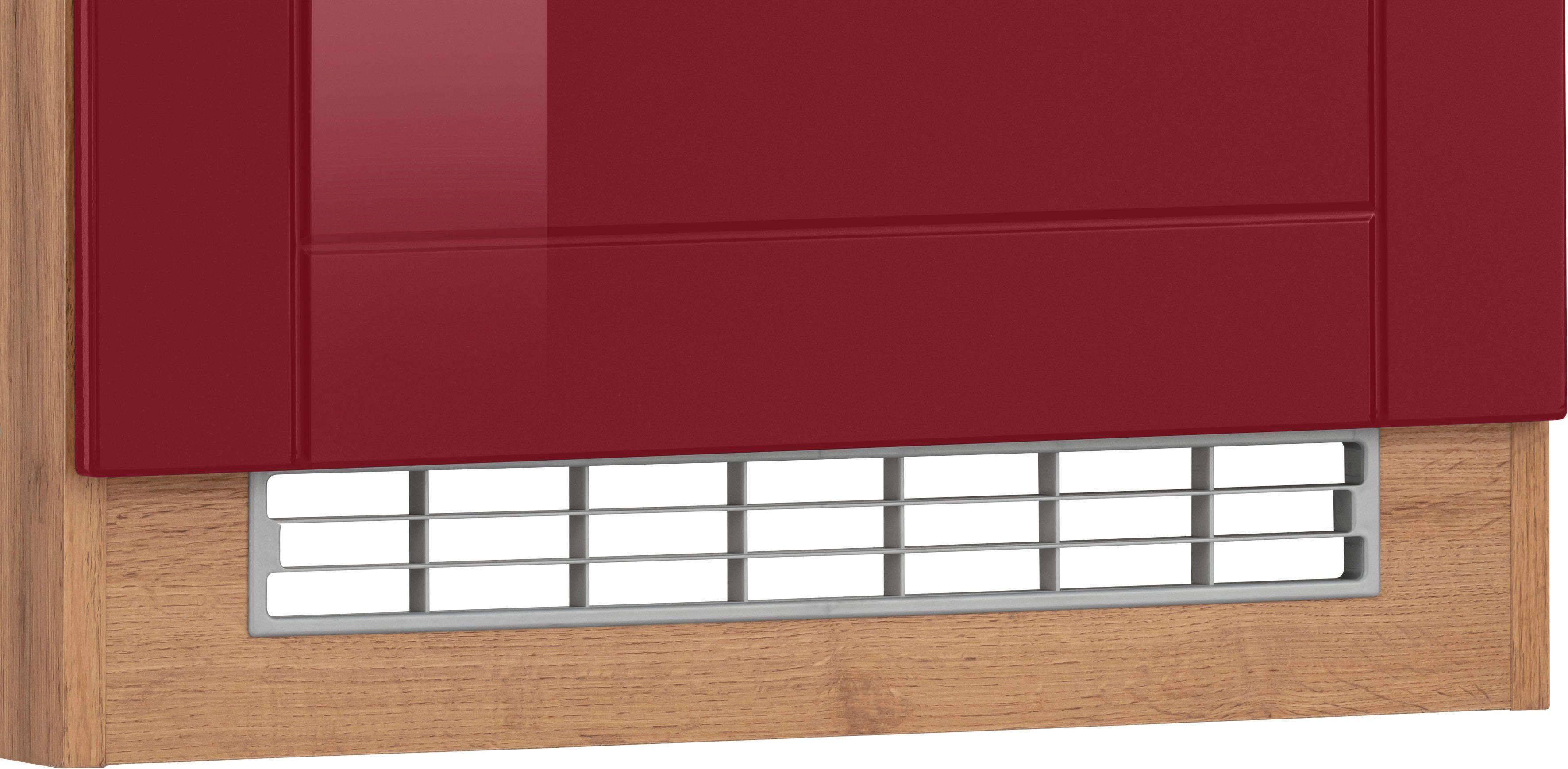 Kühlumbauschrank rot hoch, cm | Metallgriffe, MÖBEL Tinnum breit, wotaneiche HELD mit 200 cm Nischenmaß 178 60 cm