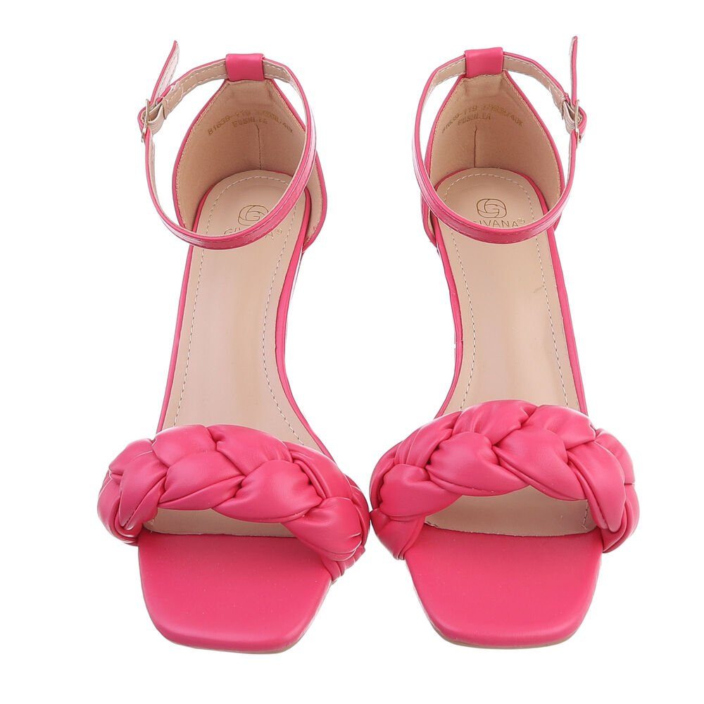 Ital-Design Damen Party & & Blockabsatz Clubwear Pink Sandalette Sandaletten Sandalen in