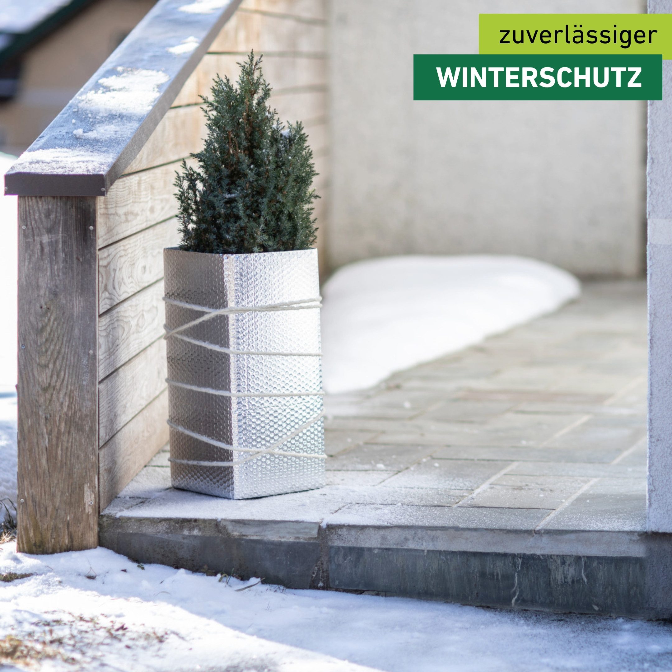 Windhager Winterschutzvlies Superprotect, Kälteschutzfolie für Topfpflanzen zuschneidbar, (1-St), Luftpolsterfolie mit Alu-Beschichtung gegen Frost, Noppenfolie – Bild 4 von 5