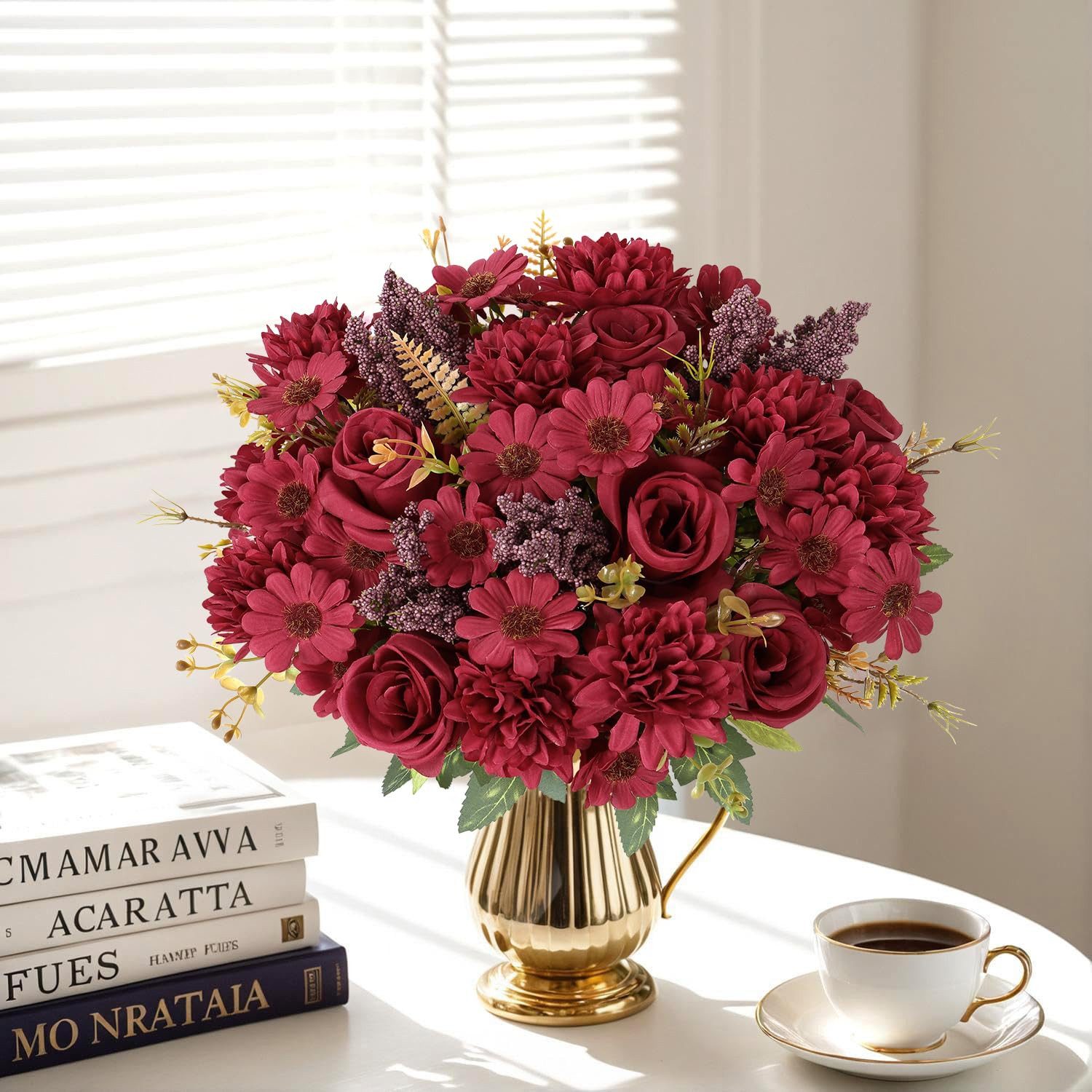 Kunstpflanze Künstliche Blumen, 2 Bündel Seidenblumensträuße Blumensträuße Hochzeit, Bomiclss, Tisch Dekoration Blumenarrangement Hause Küche Dekor – Bild 5 von 5