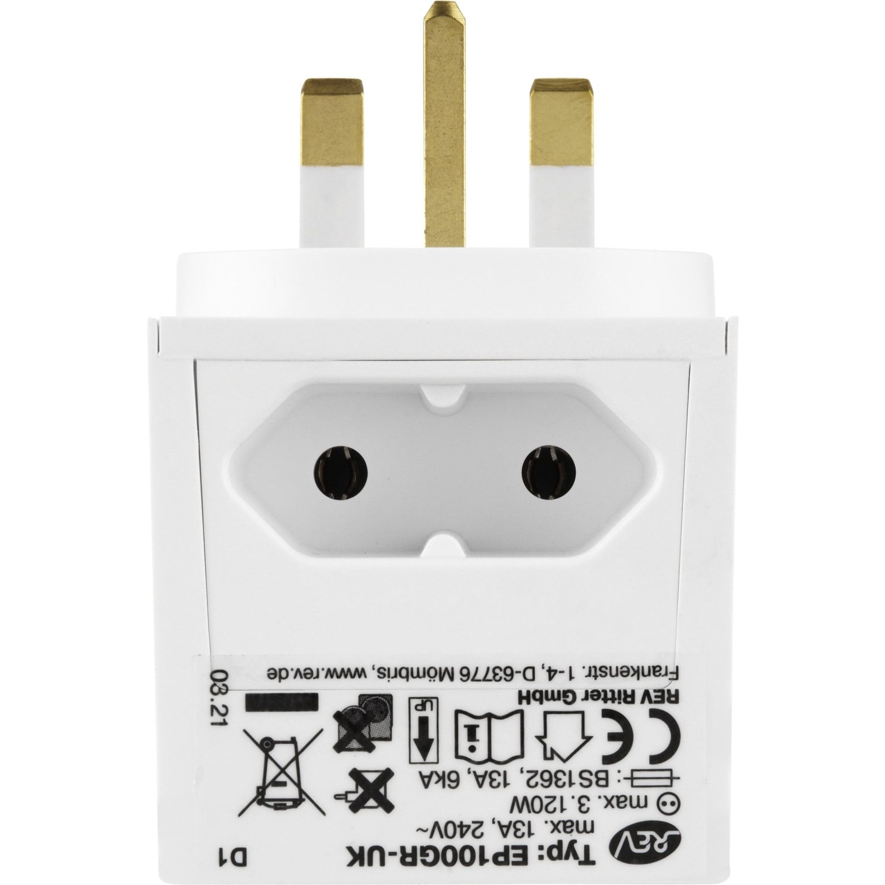 REV REV Reisestecker Traveler, UK, weiß Reiseadapter