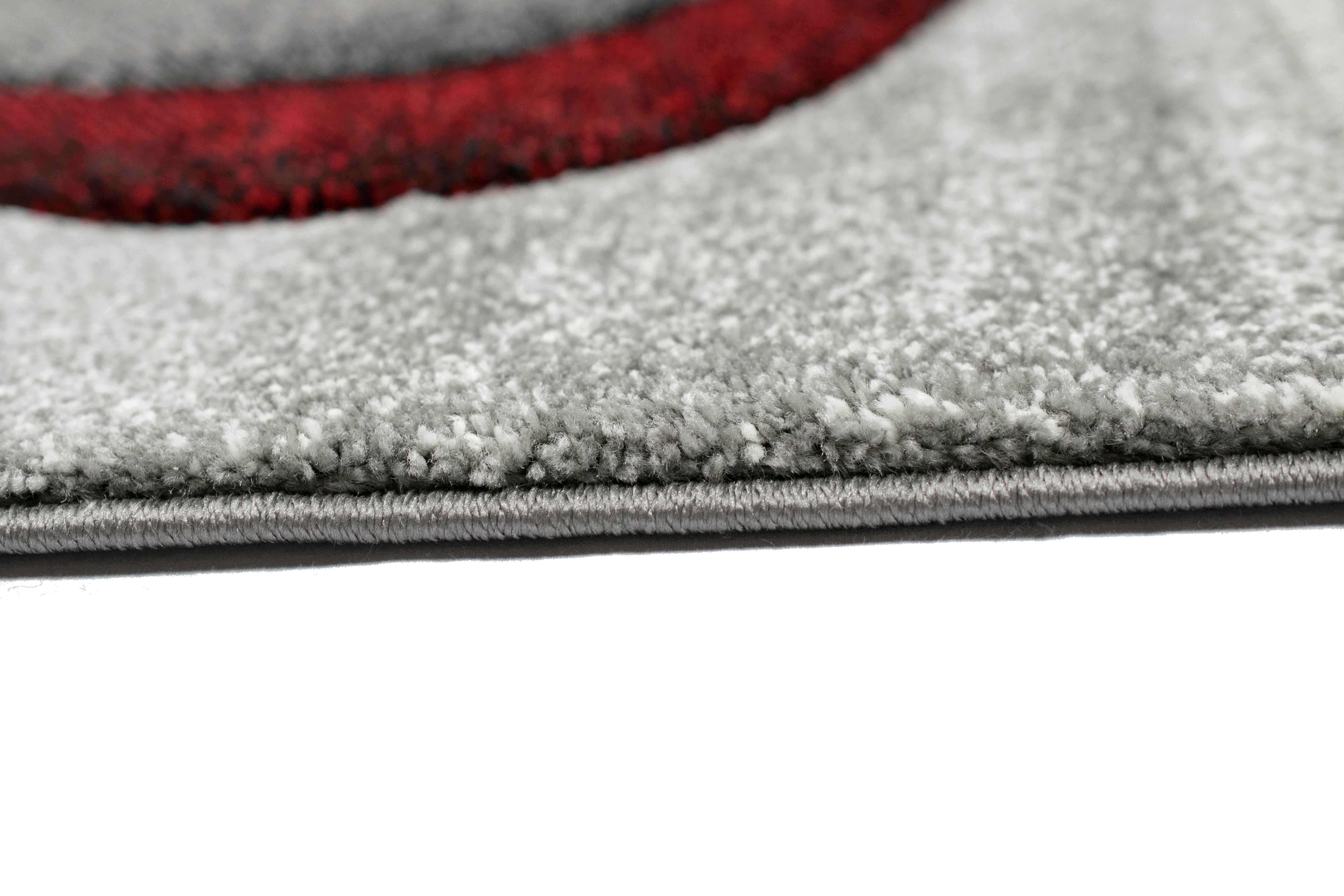 Carpetia Teppich Teppich modern Wohnzimmerteppich abstrakt in grau rot, rechteckig, Höhe: 13 mm – Bild 5 von 5